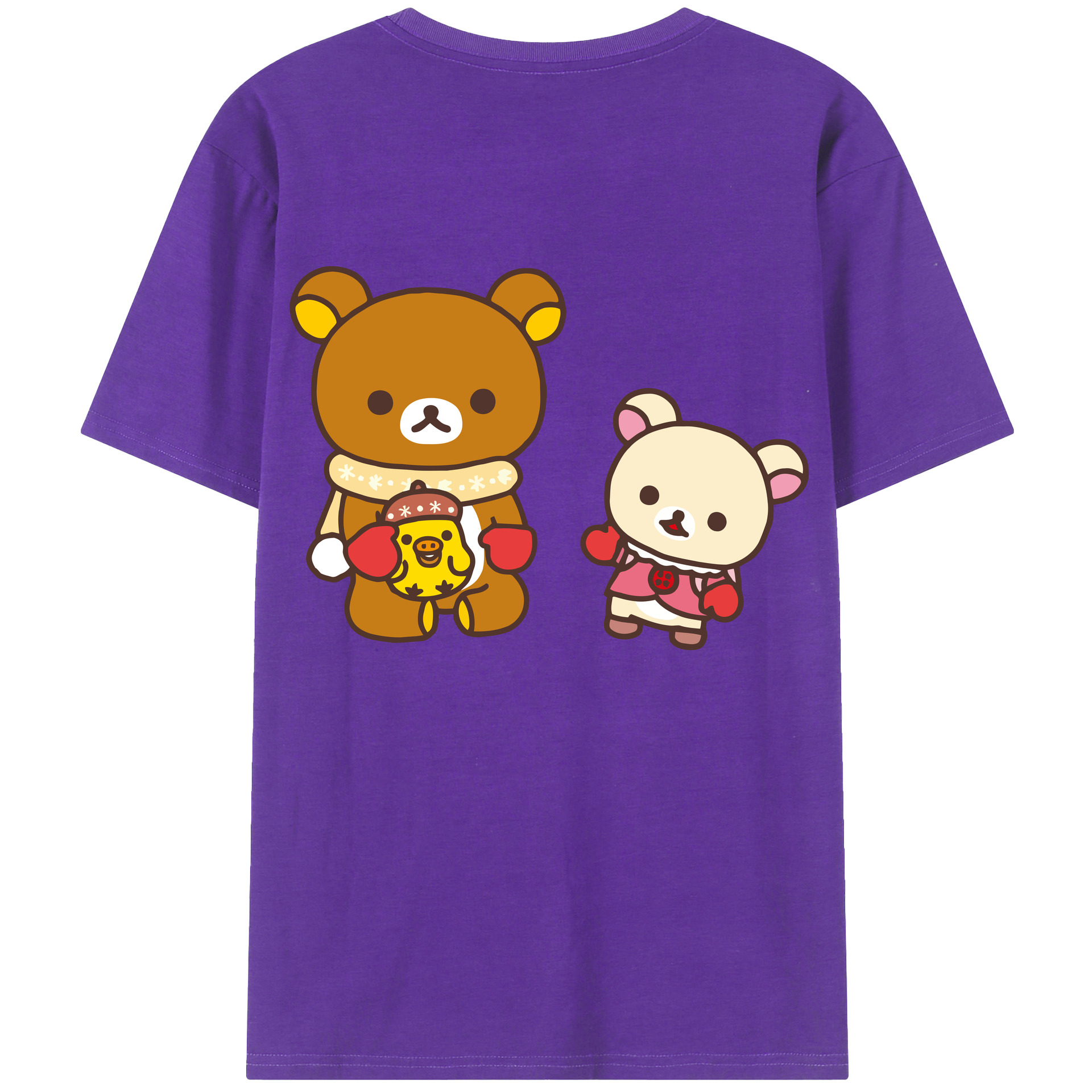 （画像用） リラックマ リラックマ キイロイトリ Rilakkuma Korilakkuma Kiiroitori 綿100％ メンズ半袖Tシャツ（バックプリント） 通気性