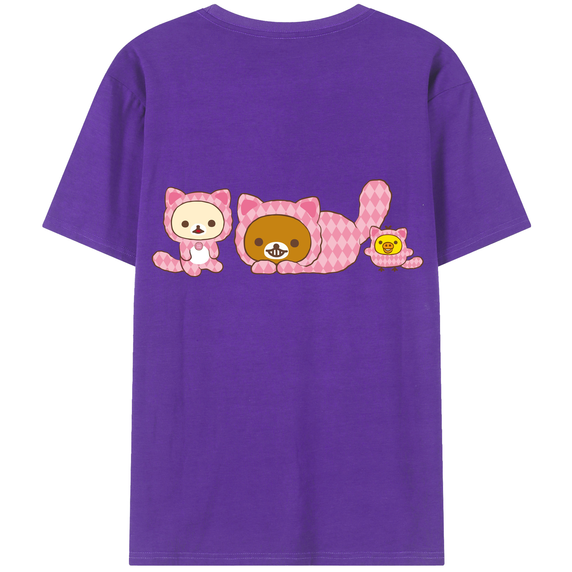 （画像用） リラックマ リラックマ キイロイトリ Rilakkuma Korilakkuma Kiiroitori 綿100％ メンズ半袖Tシャツ（バックプリント） 通気性