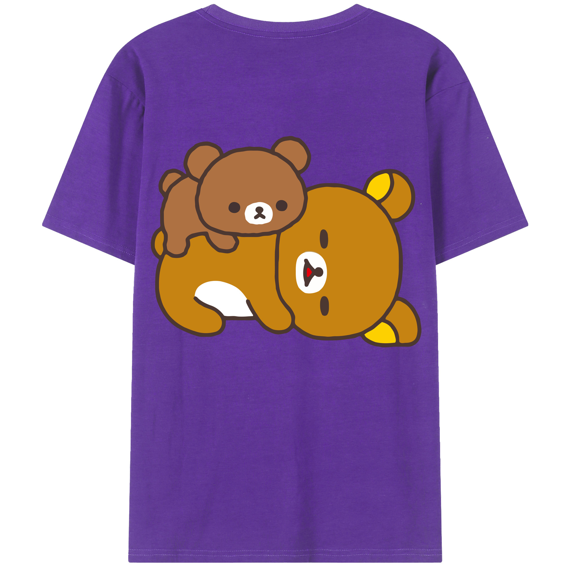 （画像用） リラックマ リラックマ キイロイトリ Rilakkuma Korilakkuma Kiiroitori 綿100％ メンズ半袖Tシャツ（バックプリント） 通気性
