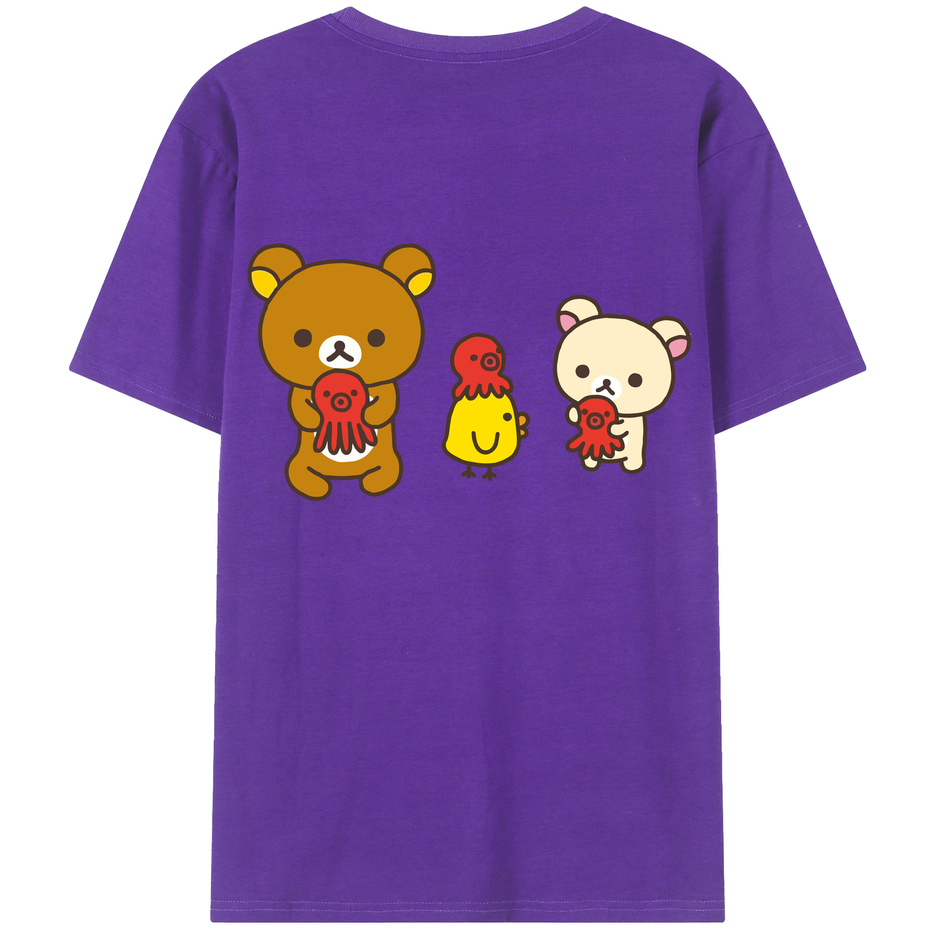 （画像用） リラックマ リラックマ キイロイトリ Rilakkuma Korilakkuma Kiiroitori 綿100％ メンズ半袖Tシャツ（バックプリント） 通気性