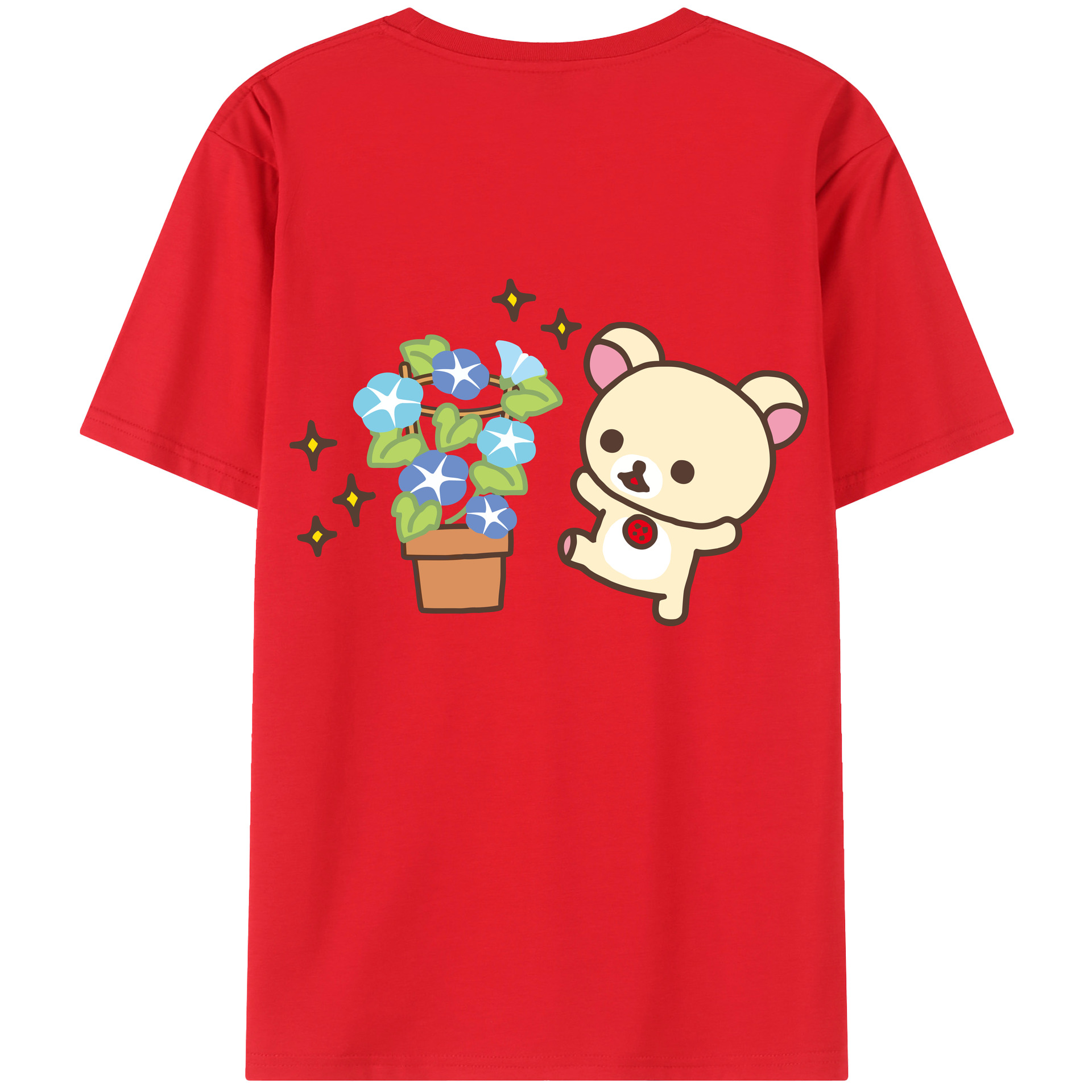 （画像用） リラックマ リラックマ キイロイトリ Rilakkuma Korilakkuma Kiiroitori 綿100％ メンズ半袖Tシャツ（バックプリント） 通気性