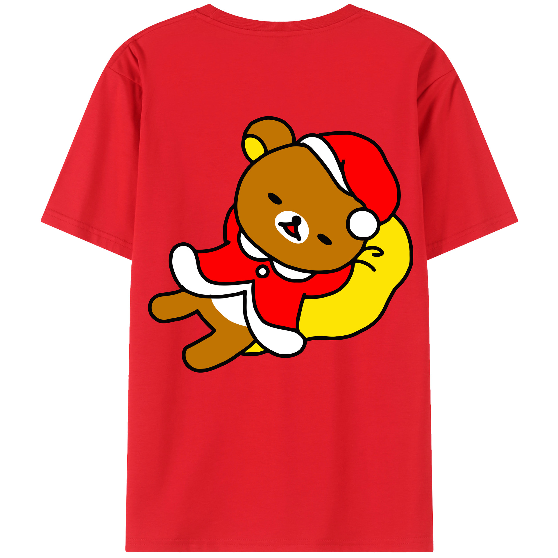 （画像用） リラックマ リラックマ キイロイトリ Rilakkuma Korilakkuma Kiiroitori 綿100％ メンズ半袖Tシャツ（バックプリント） 通気性