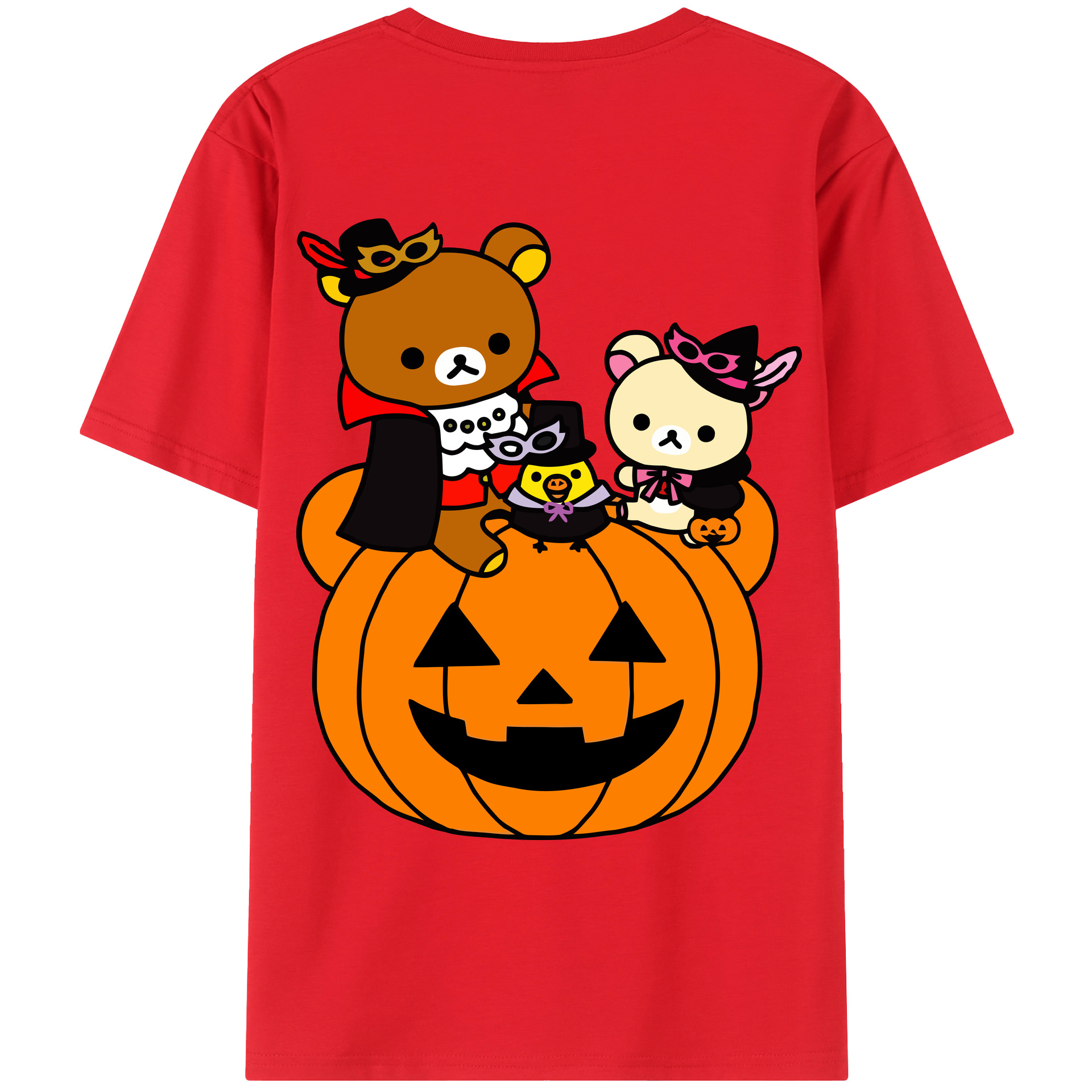 （画像用） リラックマ リラックマ キイロイトリ Rilakkuma Korilakkuma Kiiroitori 綿100％ メンズ半袖Tシャツ（バックプリント） 通気性