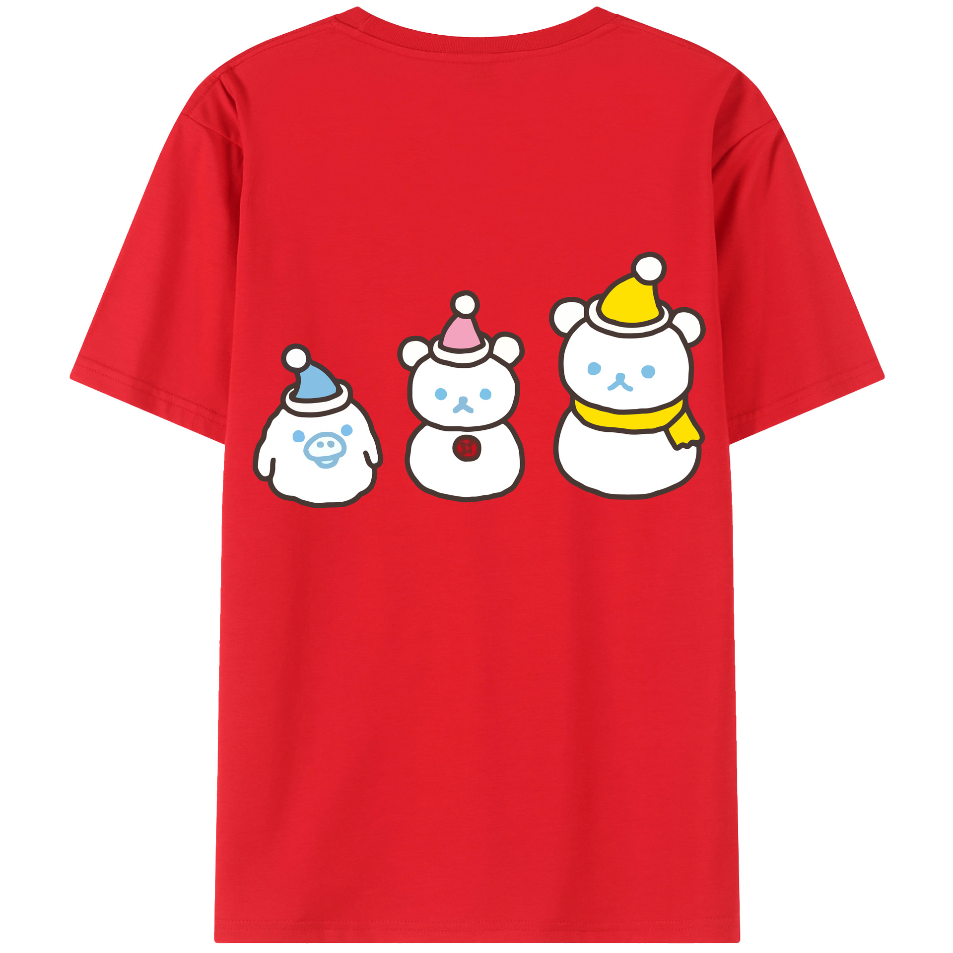 （画像用） リラックマ リラックマ キイロイトリ Rilakkuma Korilakkuma Kiiroitori 綿100％ メンズ半袖Tシャツ（バックプリント） 通気性
