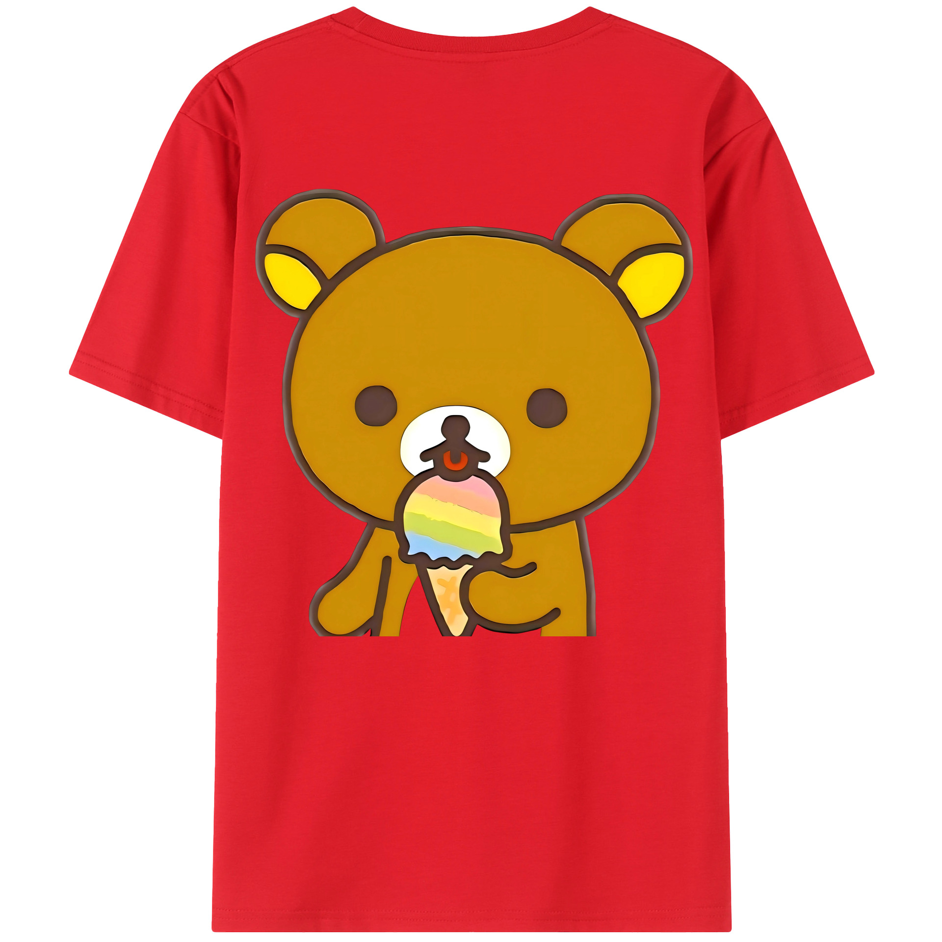 （画像用） リラックマ リラックマ キイロイトリ Rilakkuma Korilakkuma Kiiroitori 綿100％ メンズ半袖Tシャツ（バックプリント） 通気性