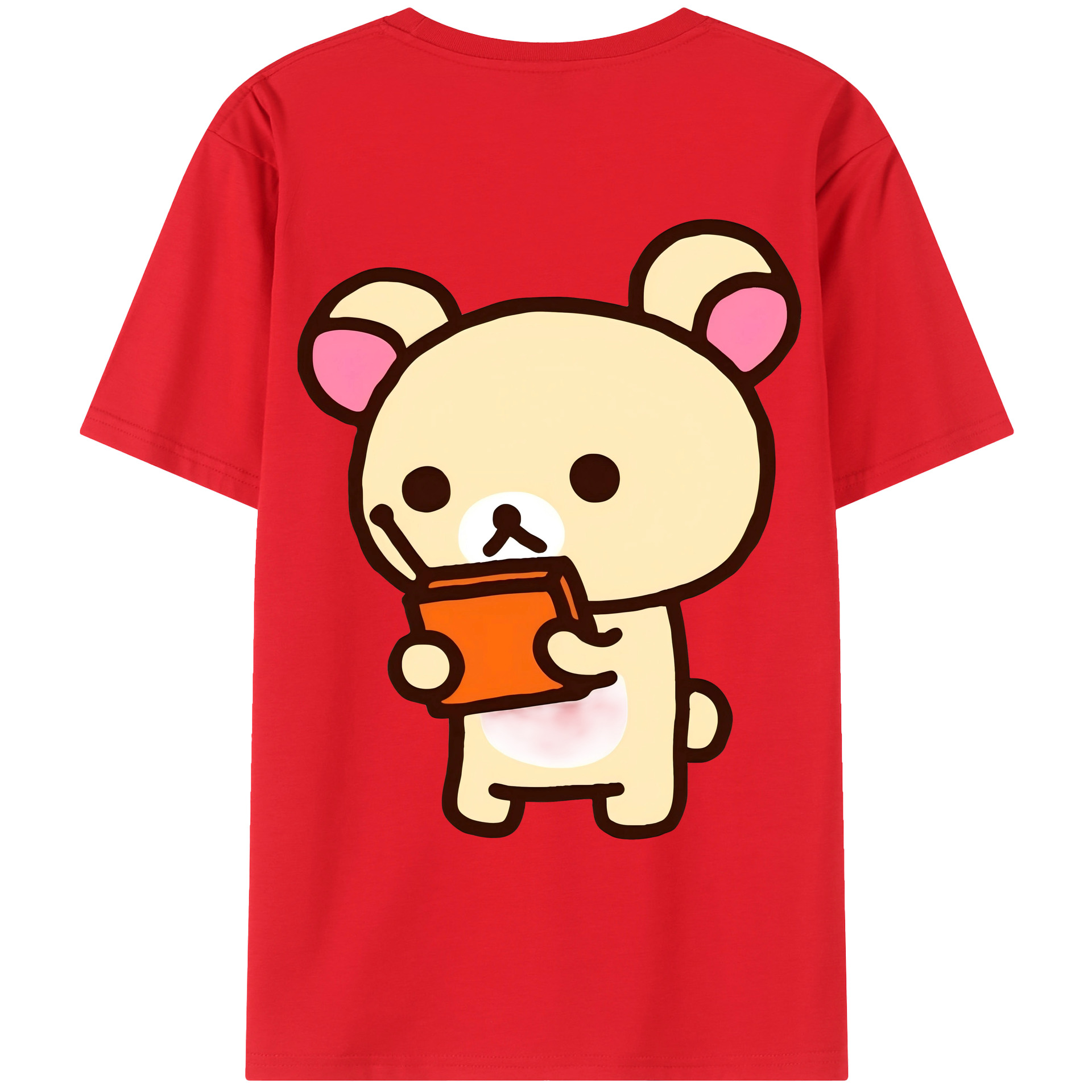 （画像用） リラックマ リラックマ キイロイトリ Rilakkuma Korilakkuma Kiiroitori 綿100％ メンズ半袖Tシャツ（バックプリント） 通気性