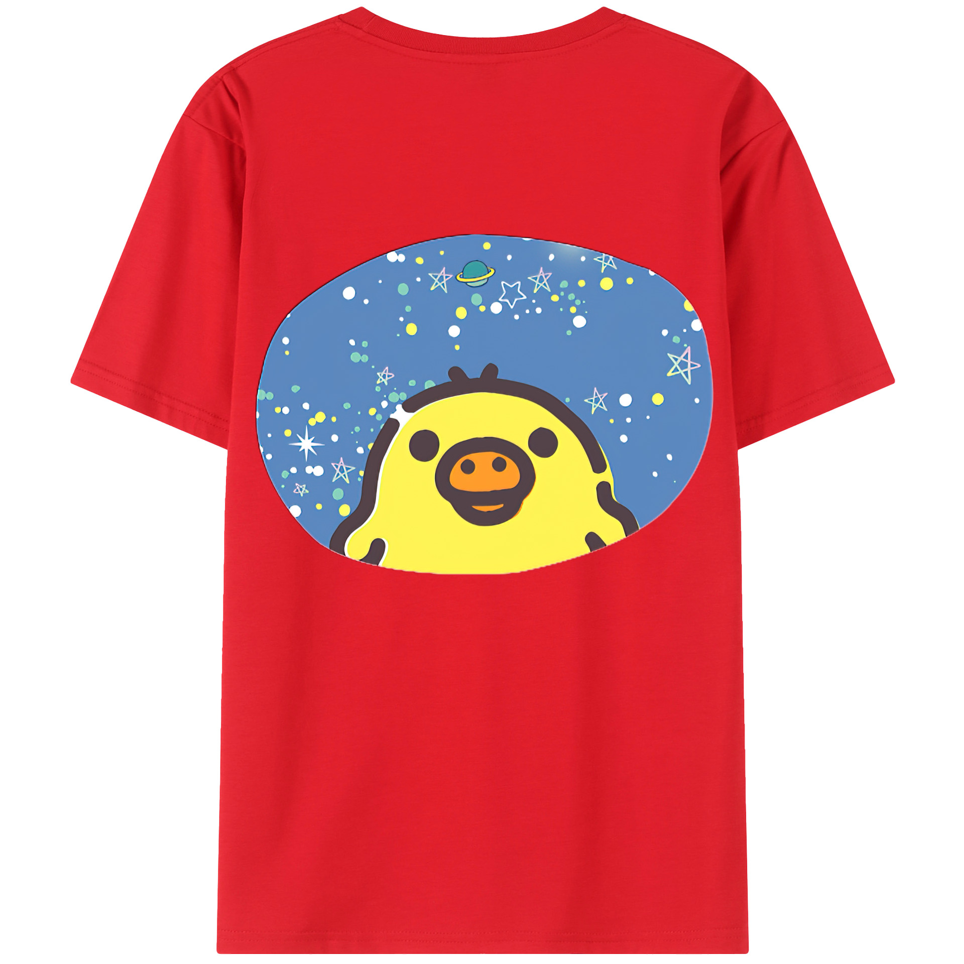 （画像用） リラックマ リラックマ キイロイトリ Rilakkuma Korilakkuma Kiiroitori 綿100％ メンズ半袖Tシャツ（バックプリント） 通気性