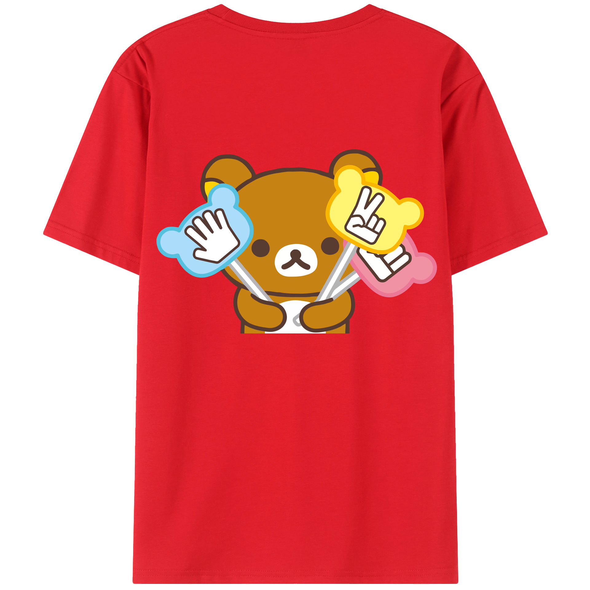 （画像用） リラックマ リラックマ キイロイトリ Rilakkuma Korilakkuma Kiiroitori 綿100％ メンズ半袖Tシャツ（バックプリント） 通気性