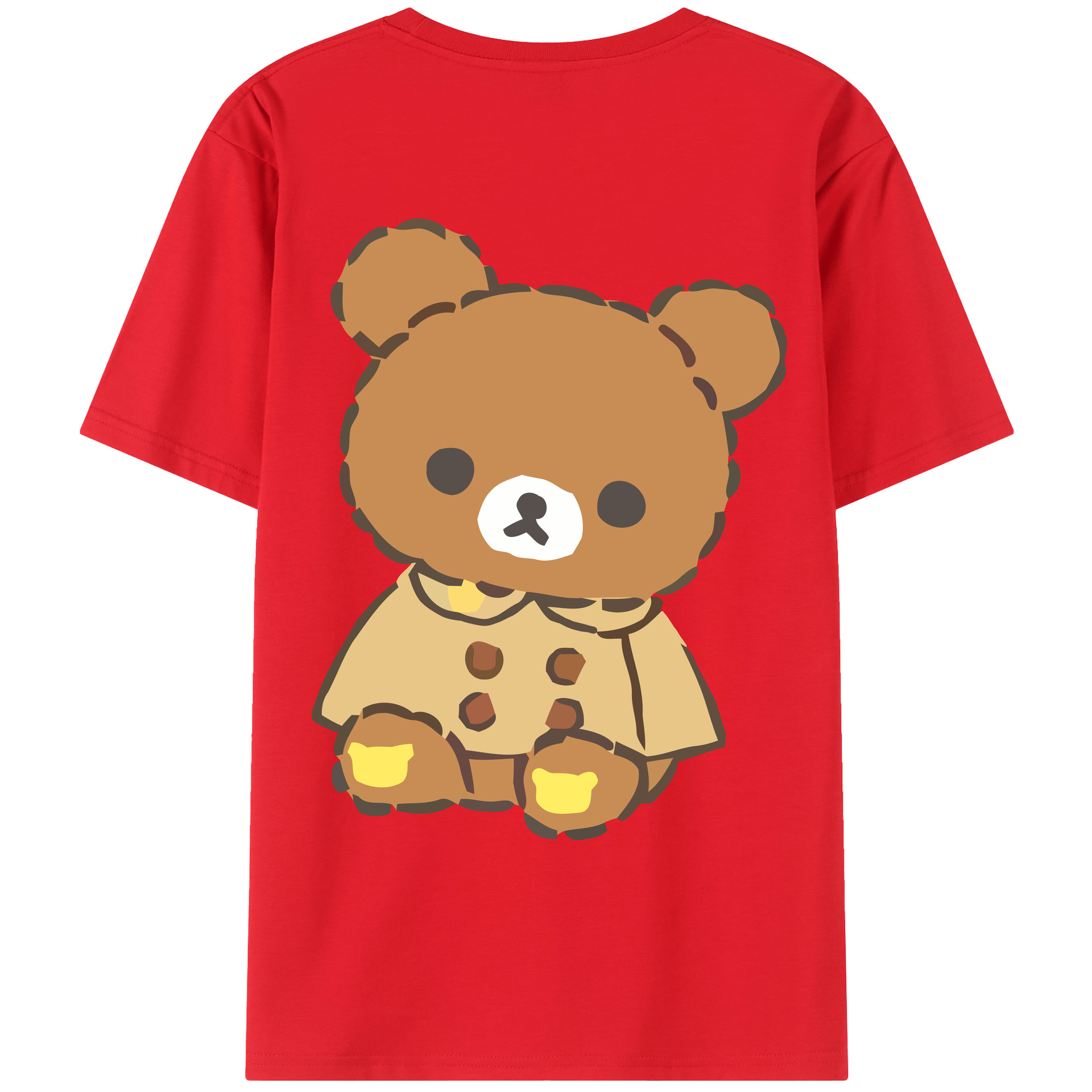 （画像用） リラックマ リラックマ キイロイトリ Rilakkuma Korilakkuma Kiiroitori 綿100％ メンズ半袖Tシャツ（バックプリント） 通気性