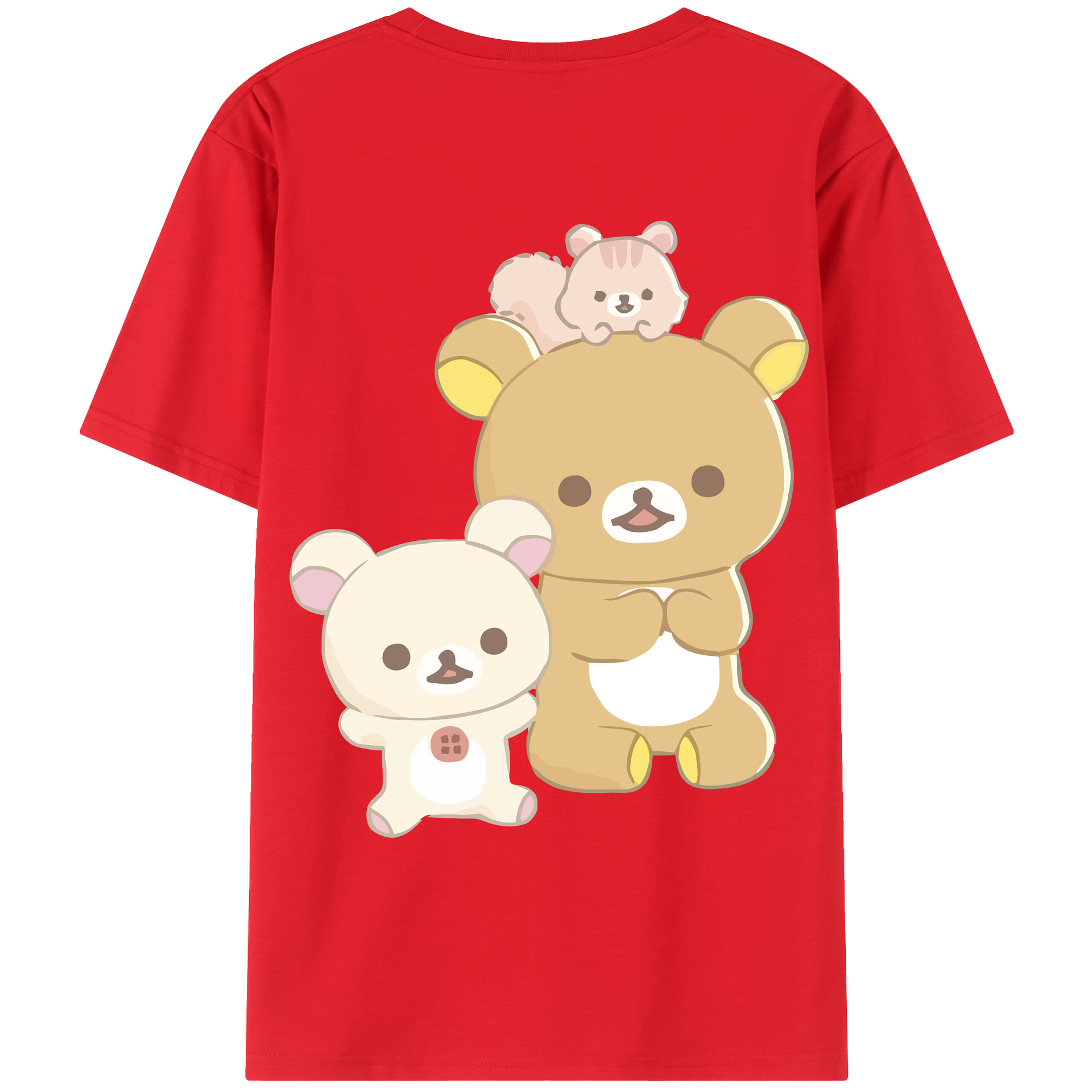 （画像用） リラックマ リラックマ キイロイトリ Rilakkuma Korilakkuma Kiiroitori 綿100％ メンズ半袖Tシャツ（バックプリント） 通気性