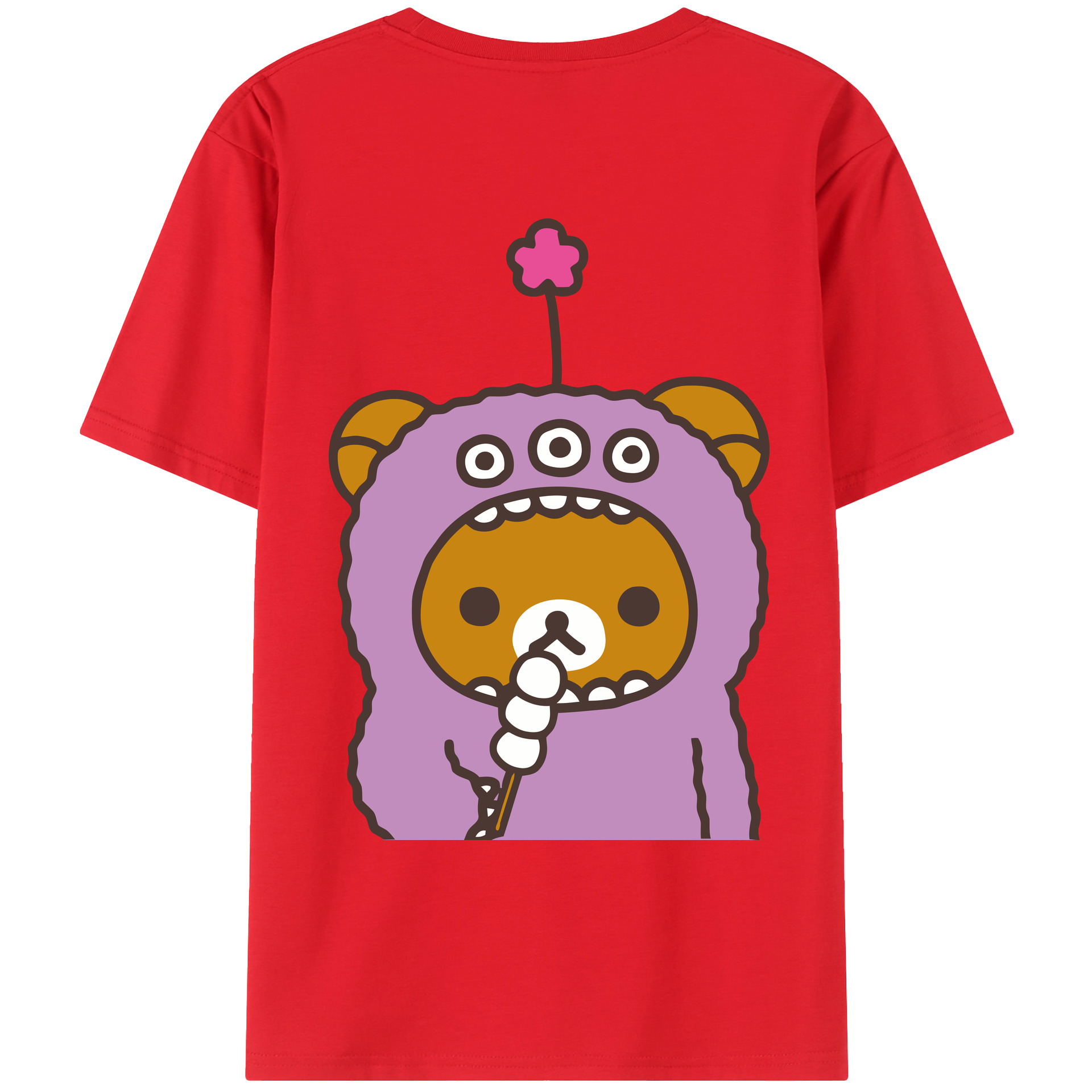 （画像用） リラックマ リラックマ キイロイトリ Rilakkuma Korilakkuma Kiiroitori 綿100％ メンズ半袖Tシャツ（バックプリント） 通気性