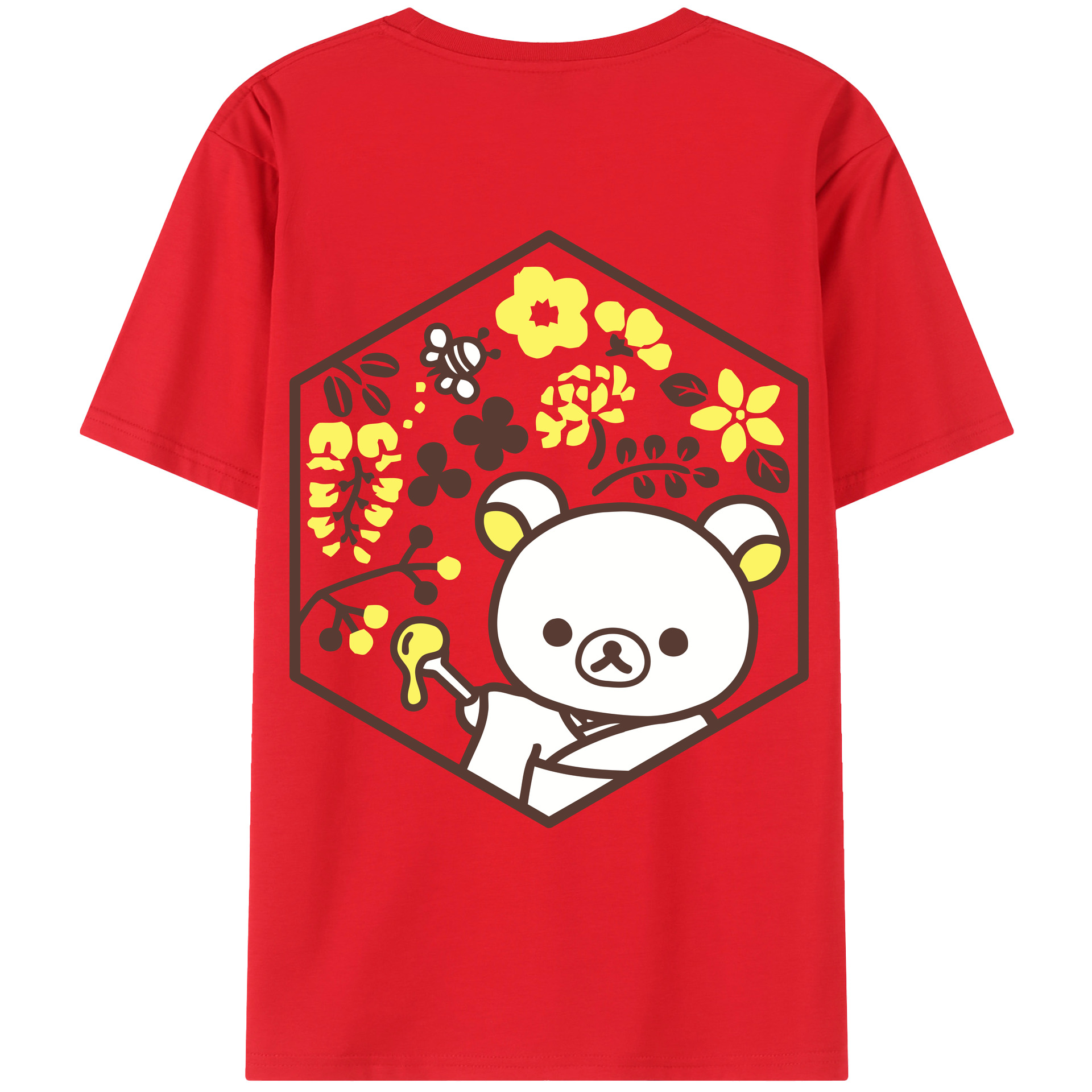 （画像用） リラックマ リラックマ キイロイトリ Rilakkuma Korilakkuma Kiiroitori 綿100％ メンズ半袖Tシャツ（バックプリント） 通気性
