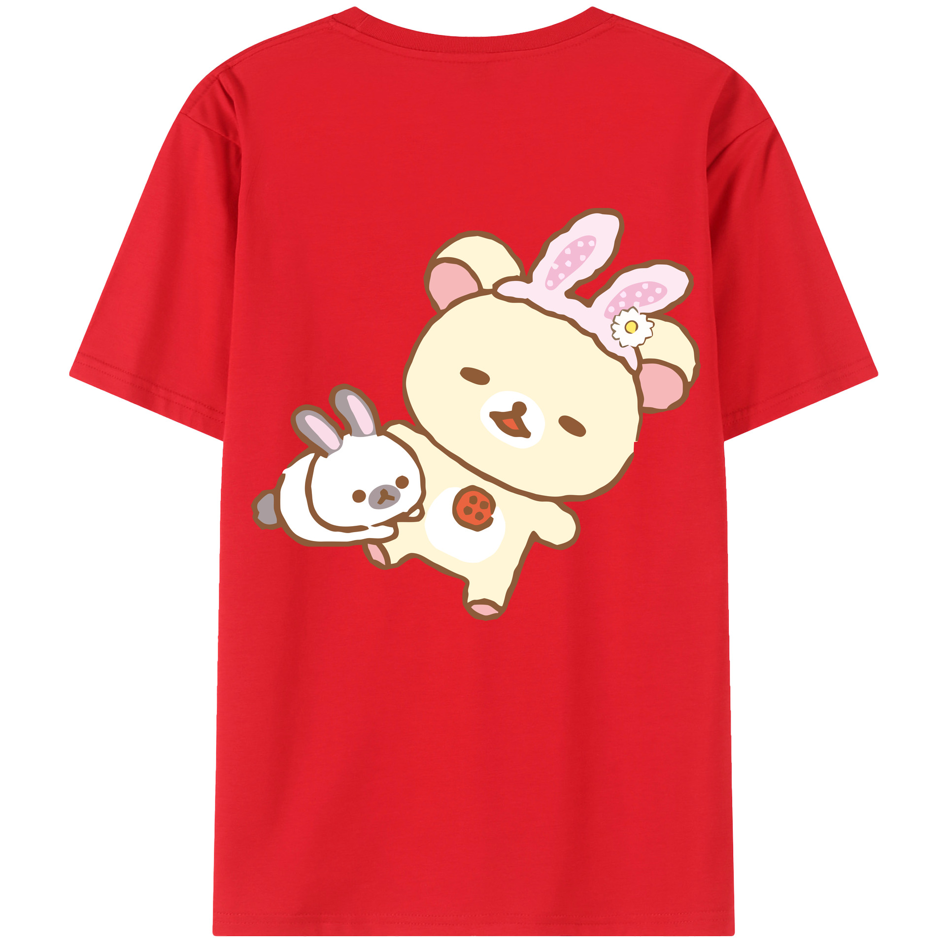 （画像用） リラックマ リラックマ キイロイトリ Rilakkuma Korilakkuma Kiiroitori 綿100％ メンズ半袖Tシャツ（バックプリント） 通気性