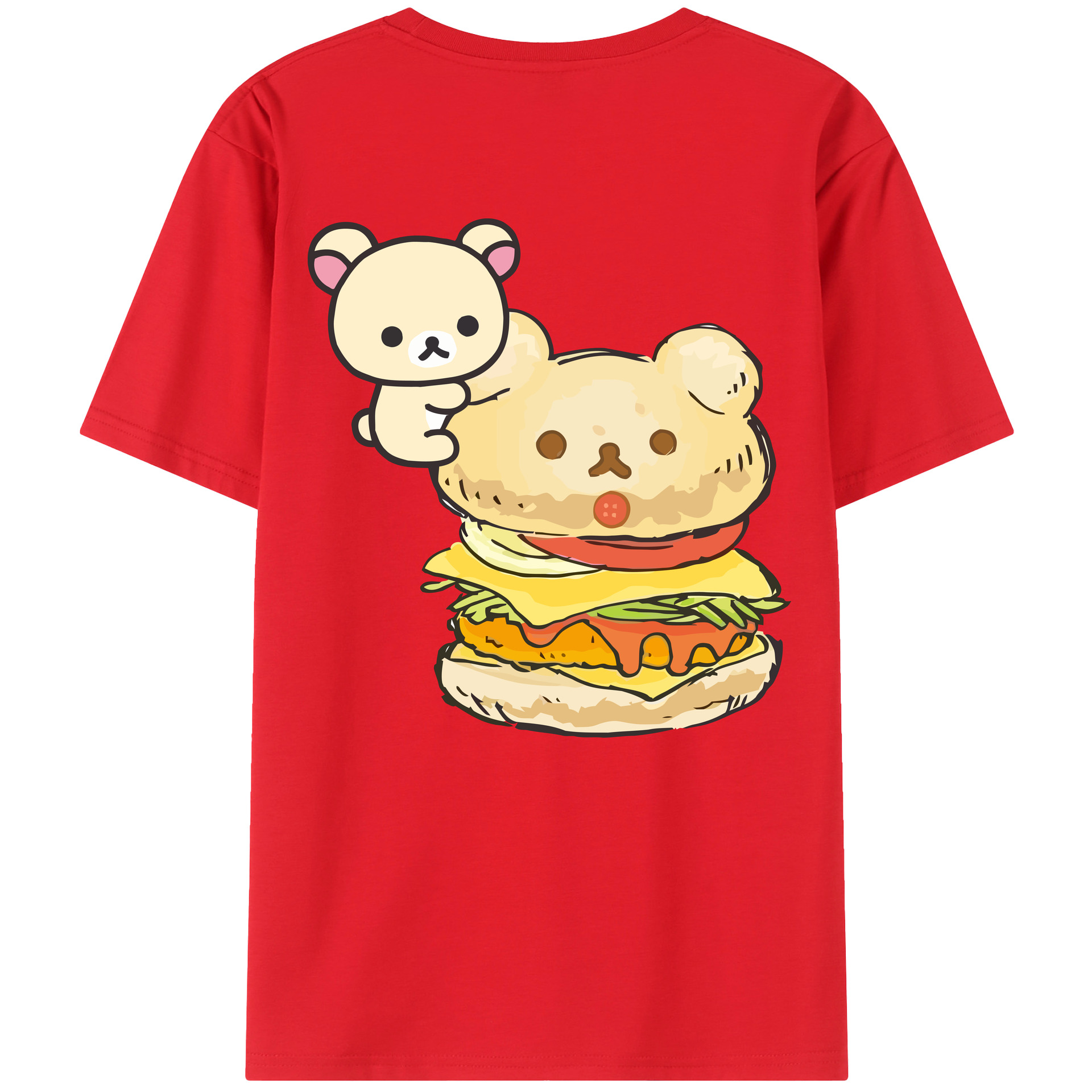 （画像用） リラックマ リラックマ キイロイトリ Rilakkuma Korilakkuma Kiiroitori 綿100％ メンズ半袖Tシャツ（バックプリント） 通気性