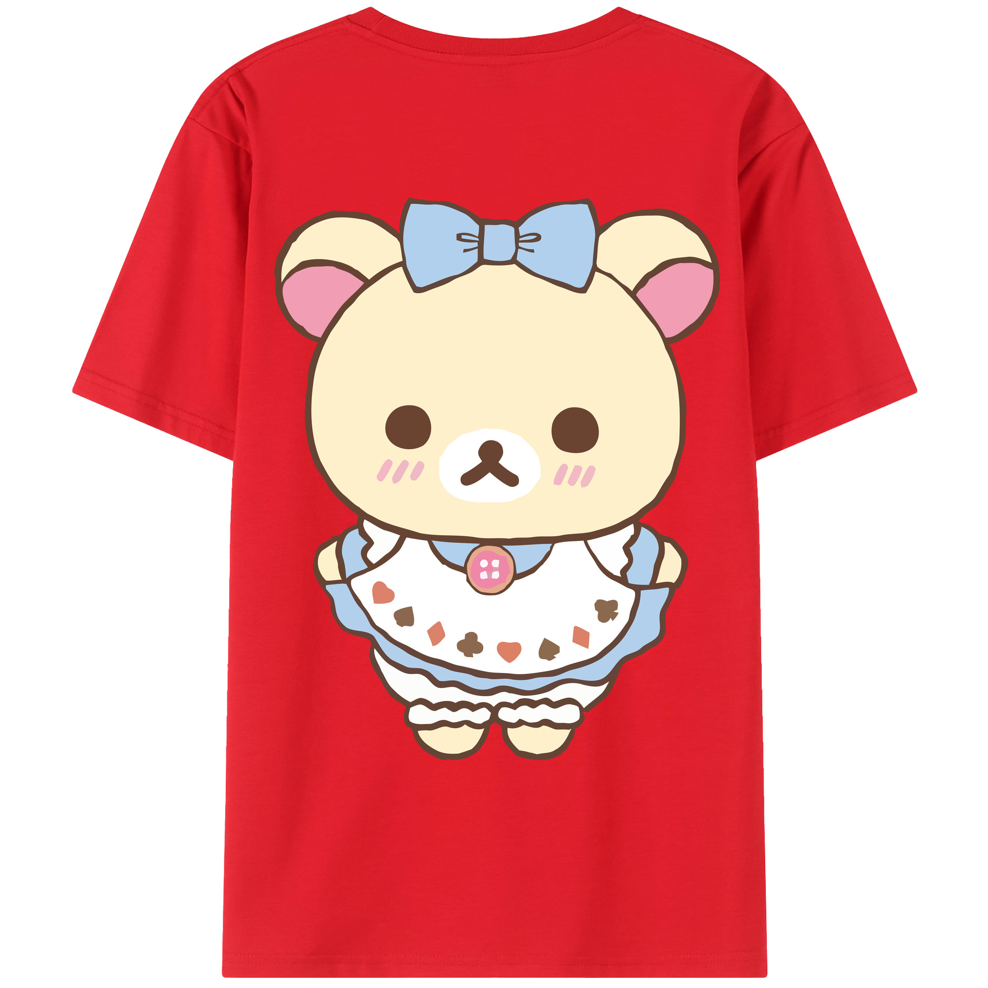 （画像用） リラックマ リラックマ キイロイトリ Rilakkuma Korilakkuma Kiiroitori 綿100％ メンズ半袖Tシャツ（バックプリント） 通気性