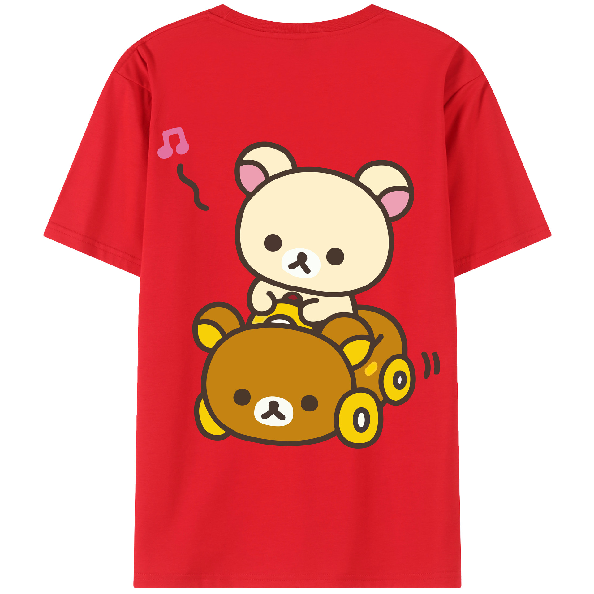 （画像用） リラックマ リラックマ キイロイトリ Rilakkuma Korilakkuma Kiiroitori 綿100％ メンズ半袖Tシャツ（バックプリント） 通気性