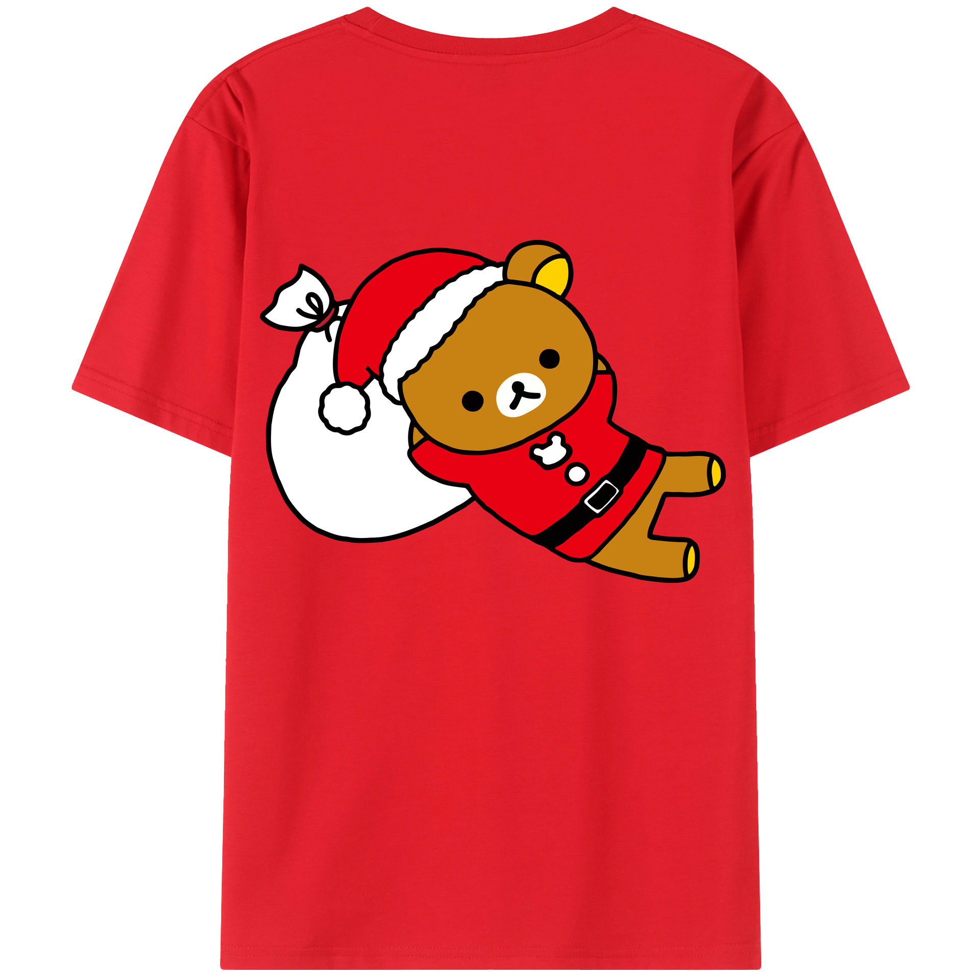 （画像用） リラックマ リラックマ キイロイトリ Rilakkuma Korilakkuma Kiiroitori 綿100％ メンズ半袖Tシャツ（バックプリント） 通気性