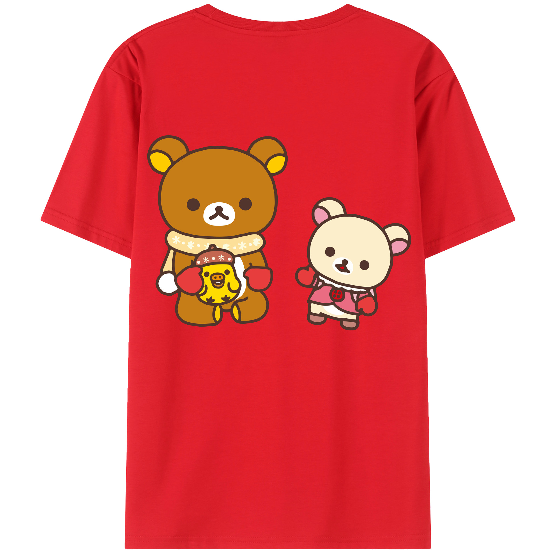 （画像用） リラックマ リラックマ キイロイトリ Rilakkuma Korilakkuma Kiiroitori 綿100％ メンズ半袖Tシャツ（バックプリント） 通気性