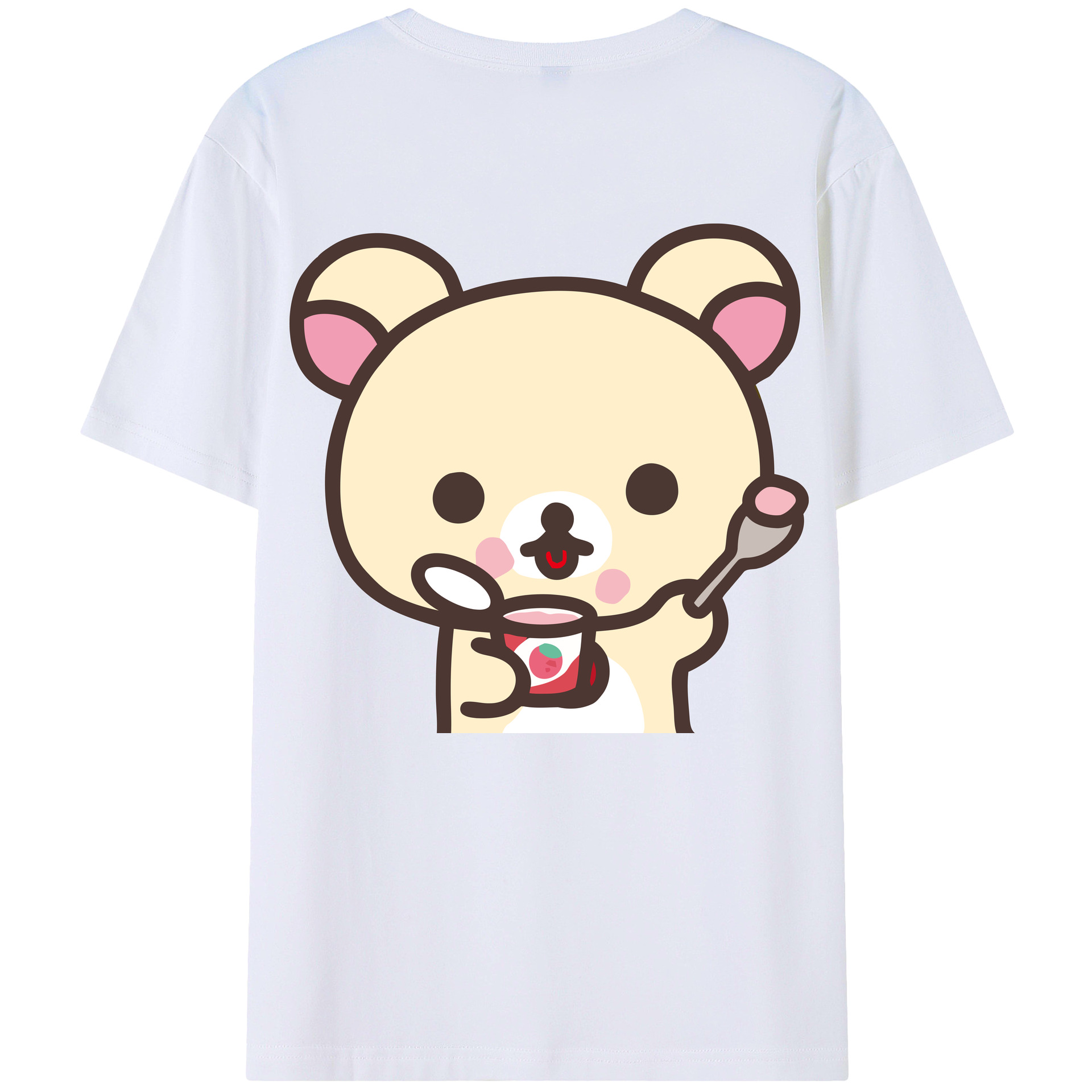（画像用） リラックマ リラックマ キイロイトリ Rilakkuma Korilakkuma Kiiroitori 綿100％ メンズ半袖Tシャツ（バックプリント） 通気性