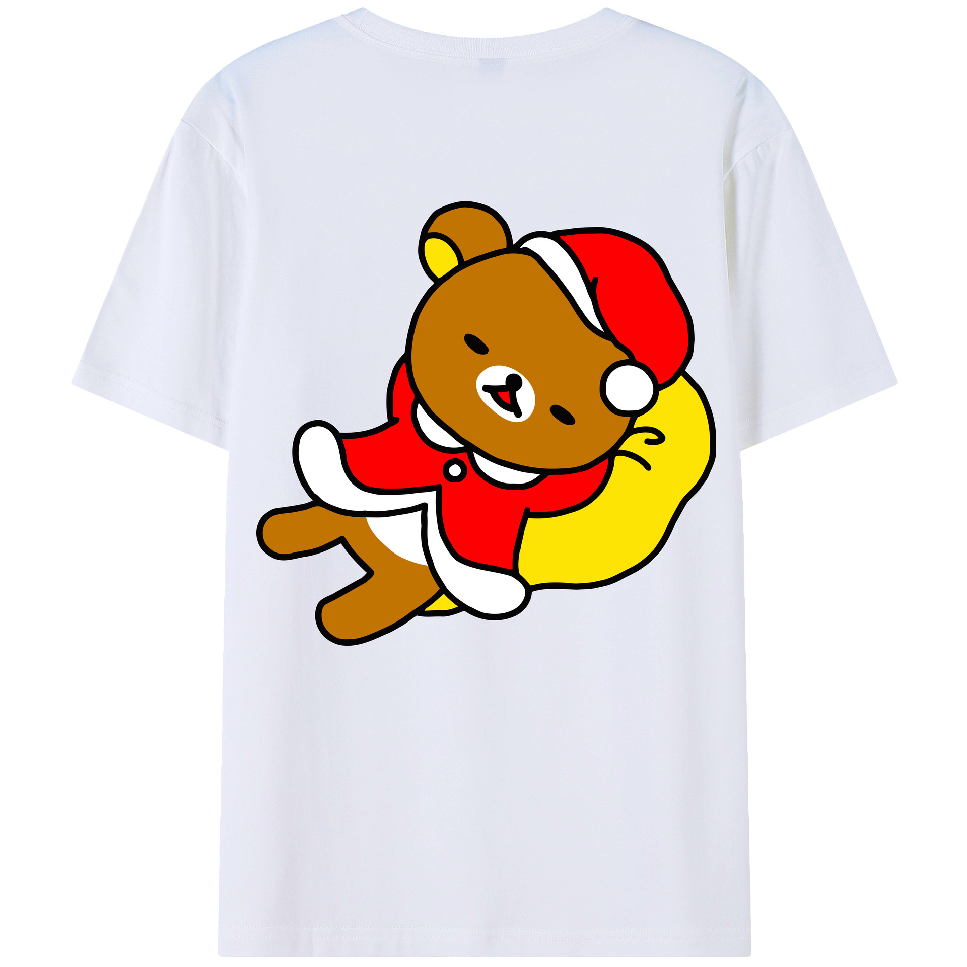 （画像用） リラックマ リラックマ キイロイトリ Rilakkuma Korilakkuma Kiiroitori 綿100％ メンズ半袖Tシャツ（バックプリント） 通気性