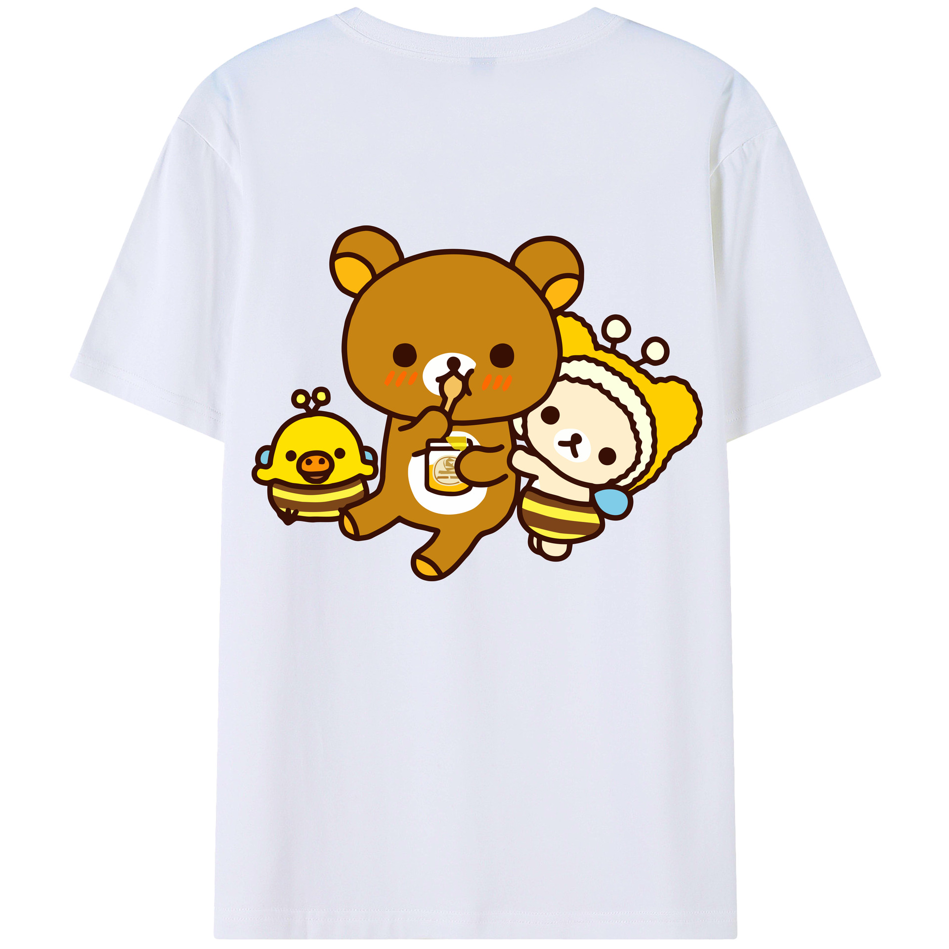 （画像用） リラックマ リラックマ キイロイトリ Rilakkuma Korilakkuma Kiiroitori 綿100％ メンズ半袖Tシャツ（バックプリント） 通気性