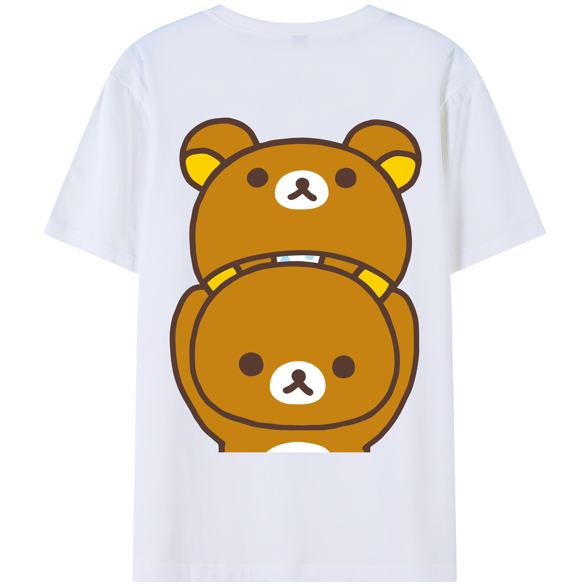 （画像用） リラックマ リラックマ キイロイトリ Rilakkuma Korilakkuma Kiiroitori 綿100％ メンズ半袖Tシャツ（バックプリント） 通気性