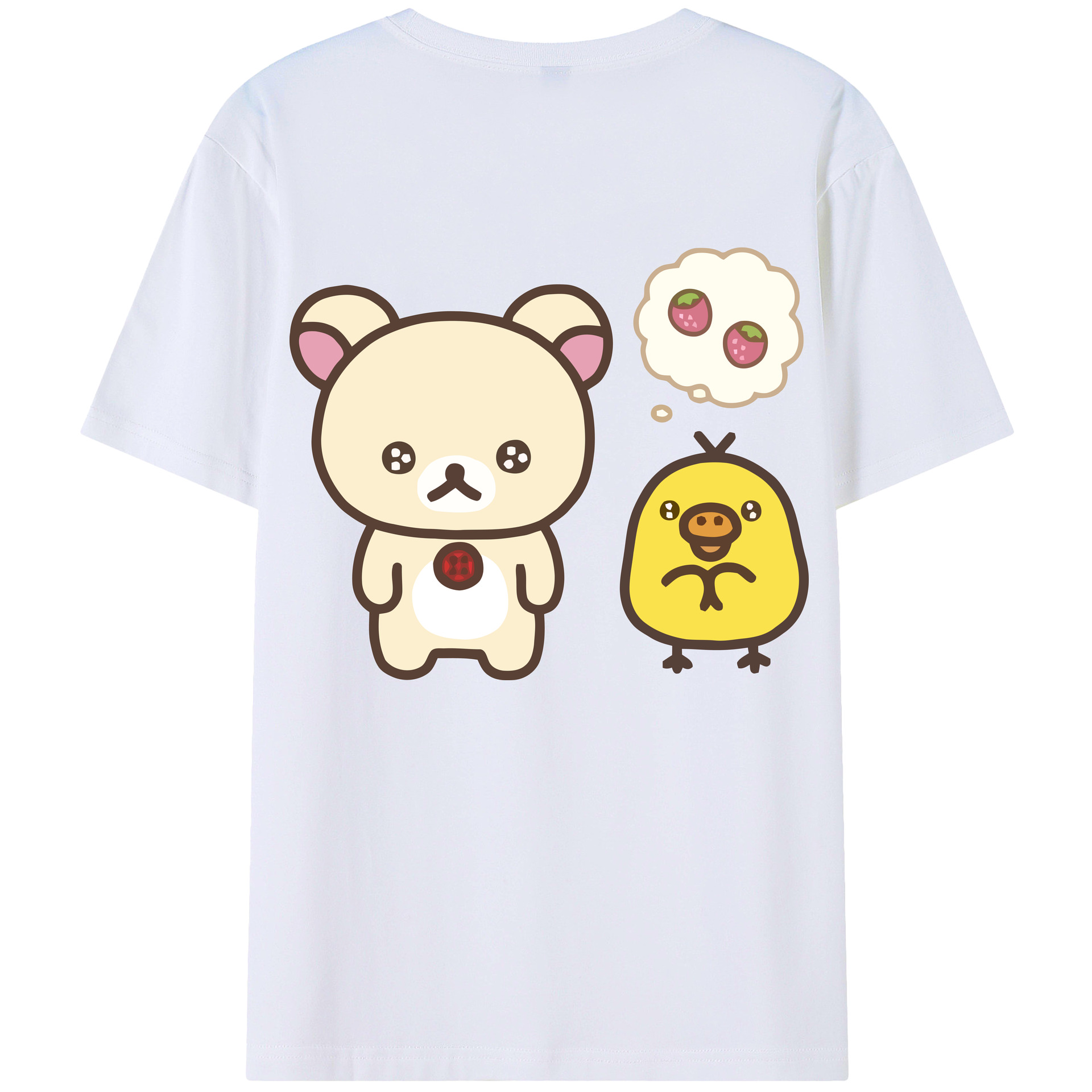 （画像用） リラックマ リラックマ キイロイトリ Rilakkuma Korilakkuma Kiiroitori 綿100％ メンズ半袖Tシャツ（バックプリント） 通気性
