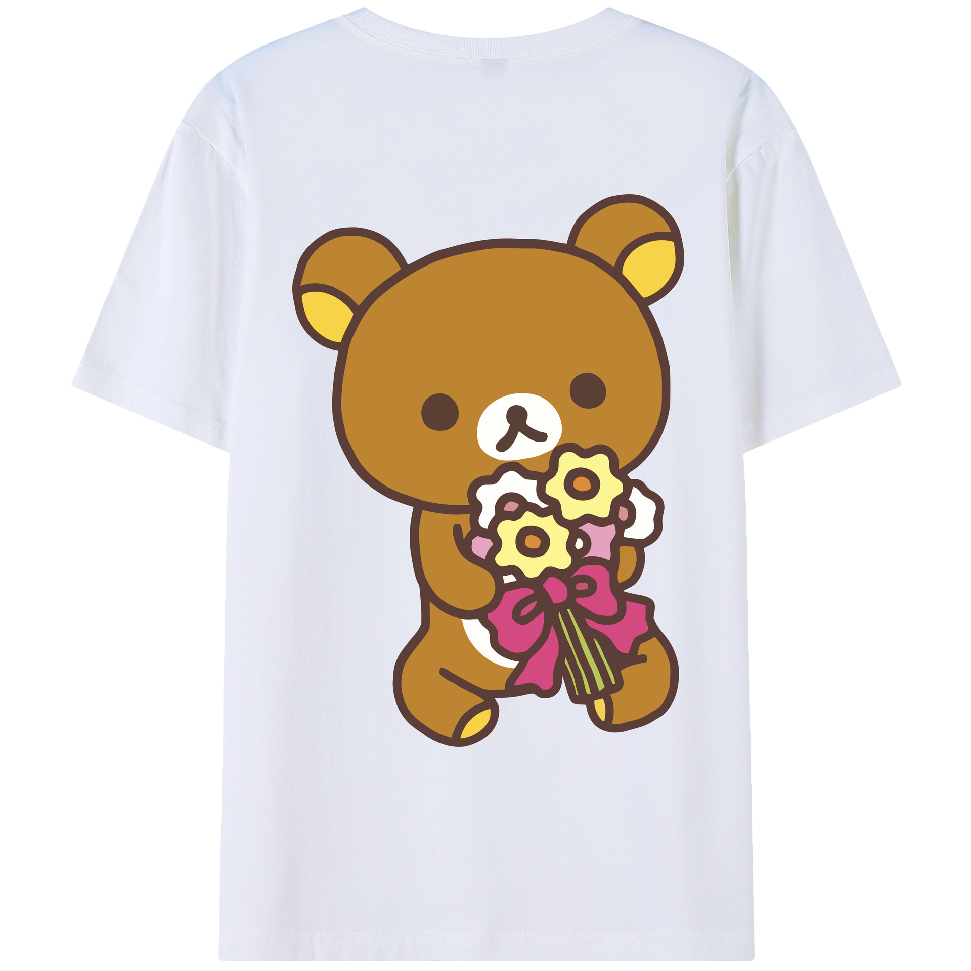 （画像用） リラックマ リラックマ キイロイトリ Rilakkuma Korilakkuma Kiiroitori 綿100％ メンズ半袖Tシャツ（バックプリント） 通気性