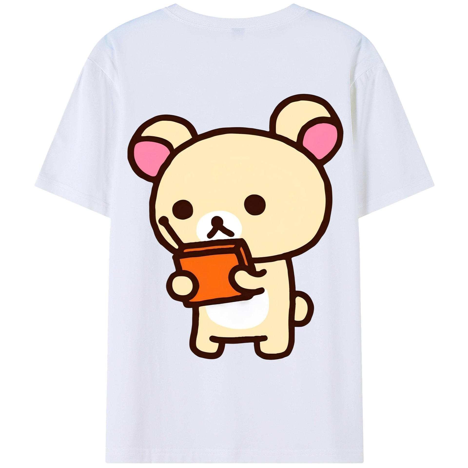 （画像用） リラックマ リラックマ キイロイトリ Rilakkuma Korilakkuma Kiiroitori 綿100％ メンズ半袖Tシャツ（バックプリント） 通気性