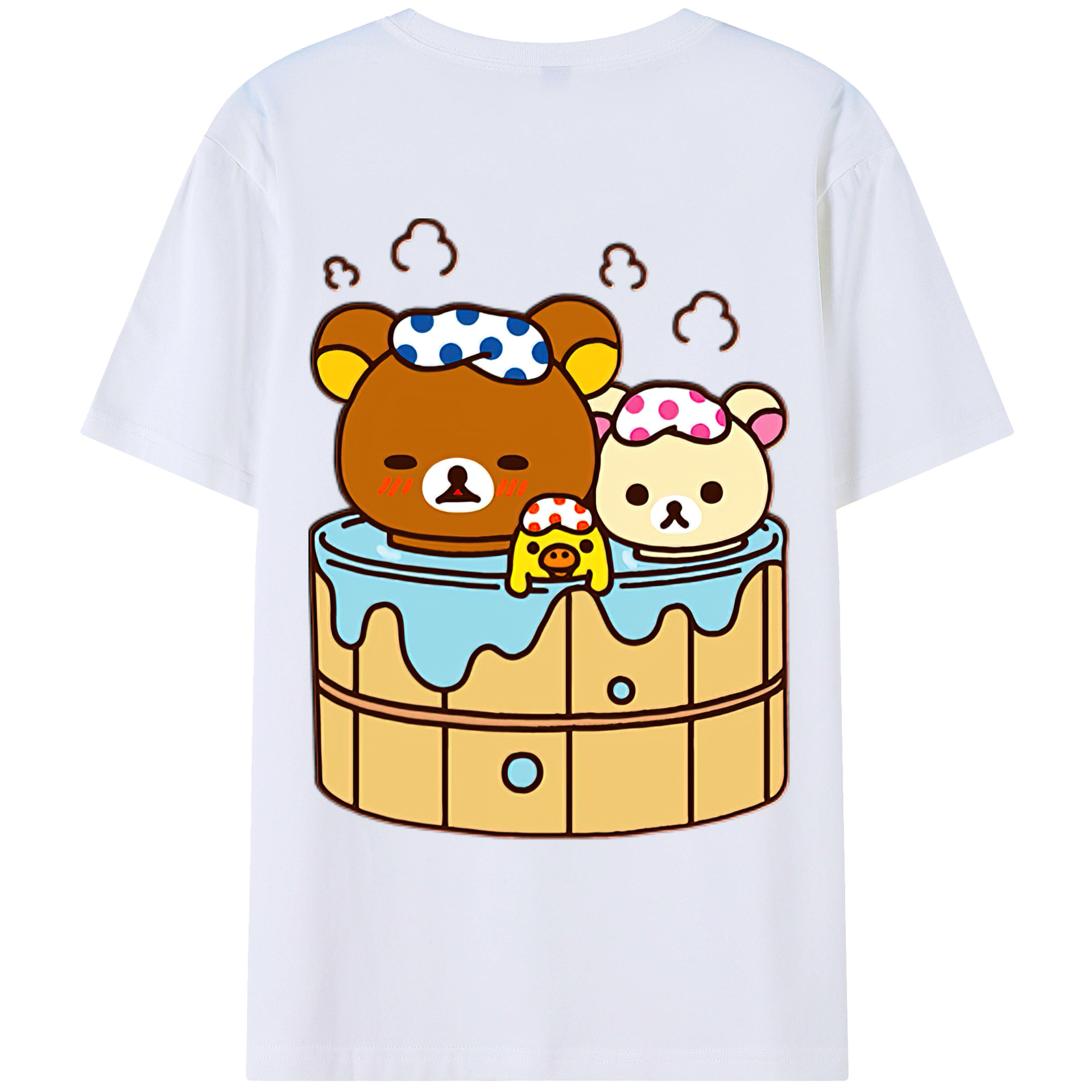 （画像用） リラックマ リラックマ キイロイトリ Rilakkuma Korilakkuma Kiiroitori 綿100％ メンズ半袖Tシャツ（バックプリント） 通気性