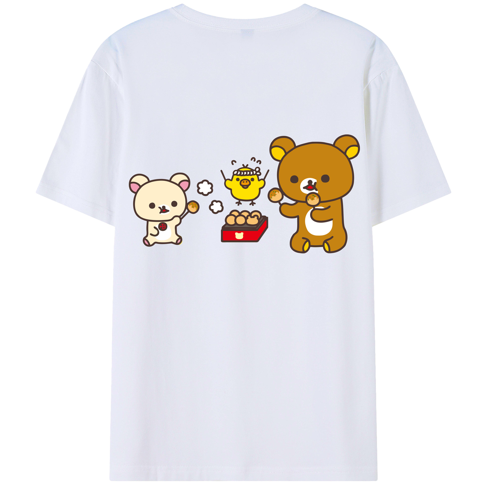 （画像用） リラックマ リラックマ キイロイトリ Rilakkuma Korilakkuma Kiiroitori 綿100％ メンズ半袖Tシャツ（バックプリント） 通気性