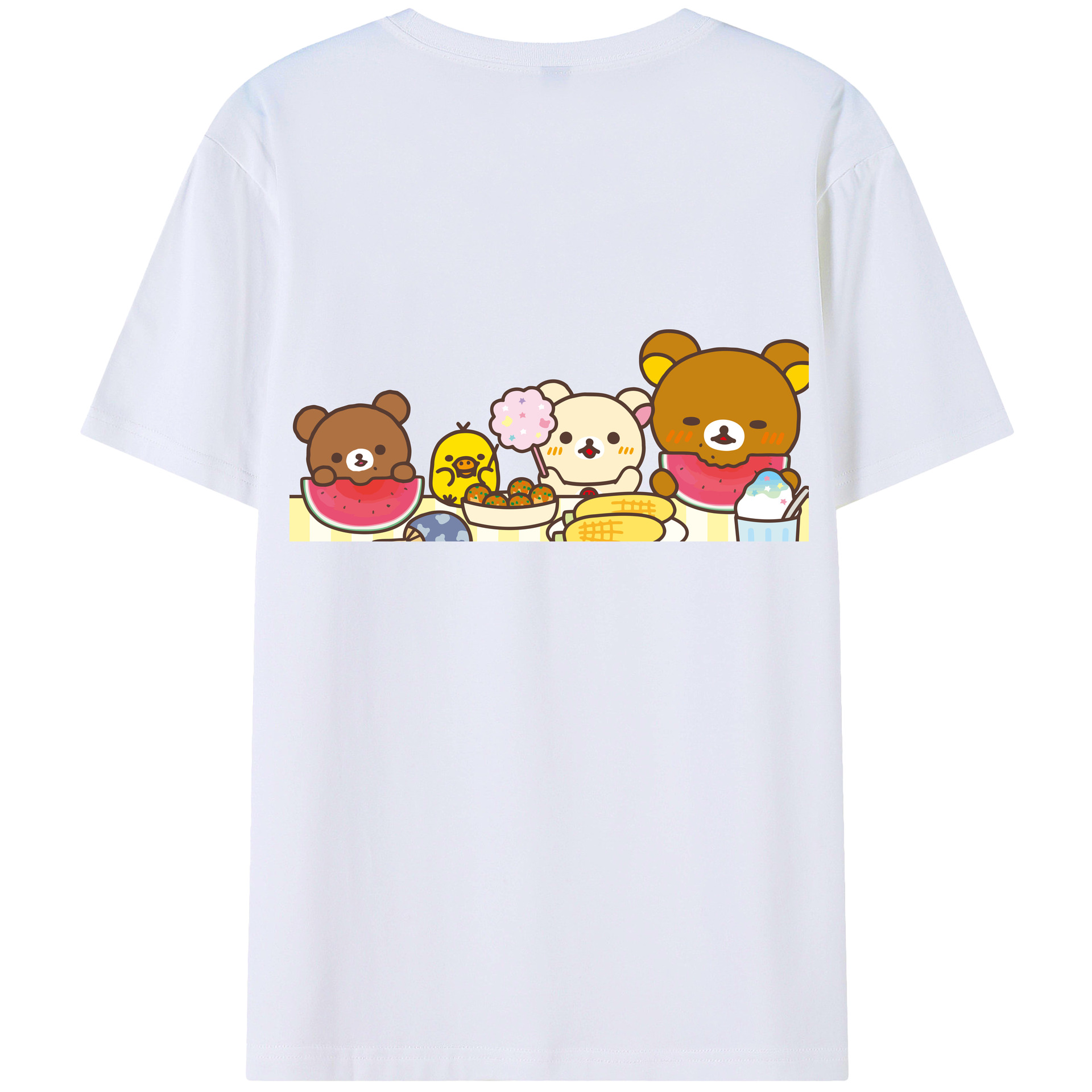（画像用） リラックマ リラックマ キイロイトリ Rilakkuma Korilakkuma Kiiroitori 綿100％ メンズ半袖Tシャツ（バックプリント） 通気性