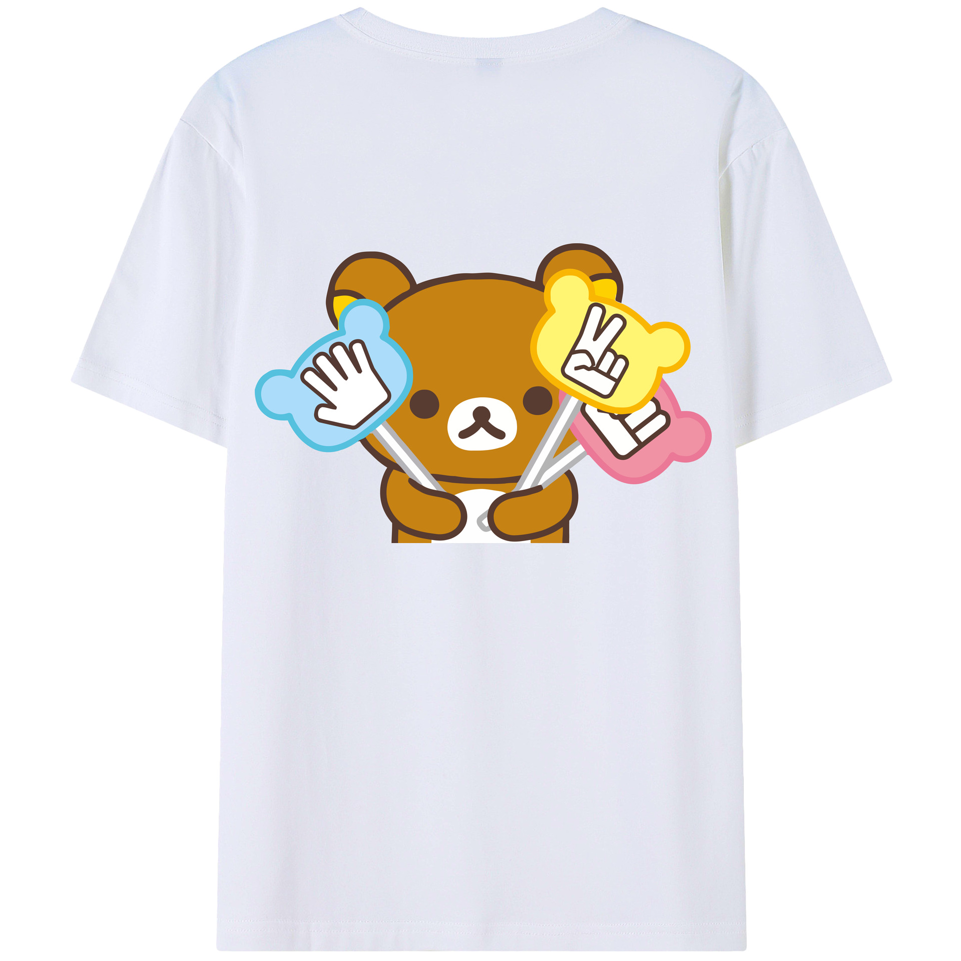 （画像用） リラックマ リラックマ キイロイトリ Rilakkuma Korilakkuma Kiiroitori 綿100％ メンズ半袖Tシャツ（バックプリント） 通気性