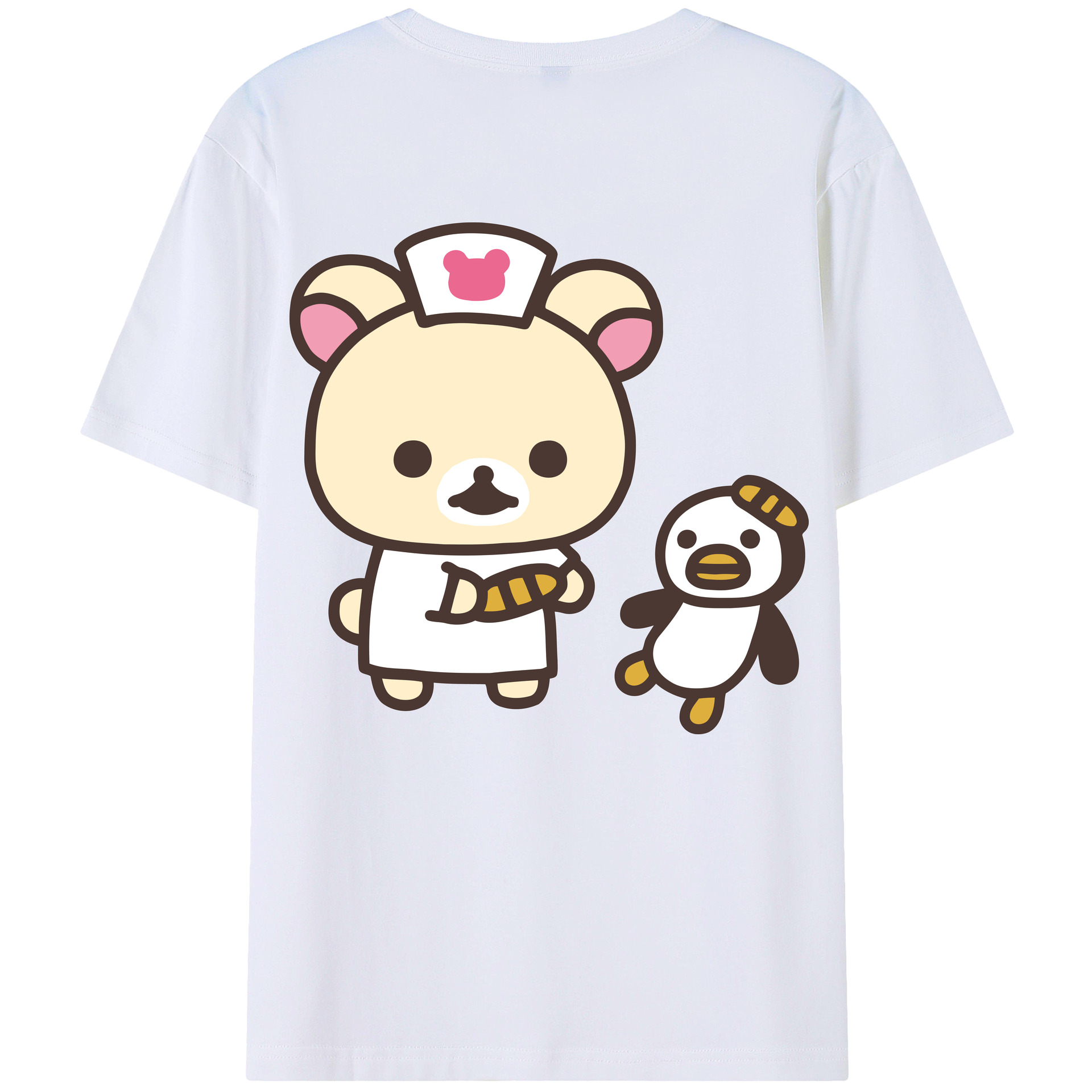 （画像用） リラックマ リラックマ キイロイトリ Rilakkuma Korilakkuma Kiiroitori 綿100％ メンズ半袖Tシャツ（バックプリント） 通気性