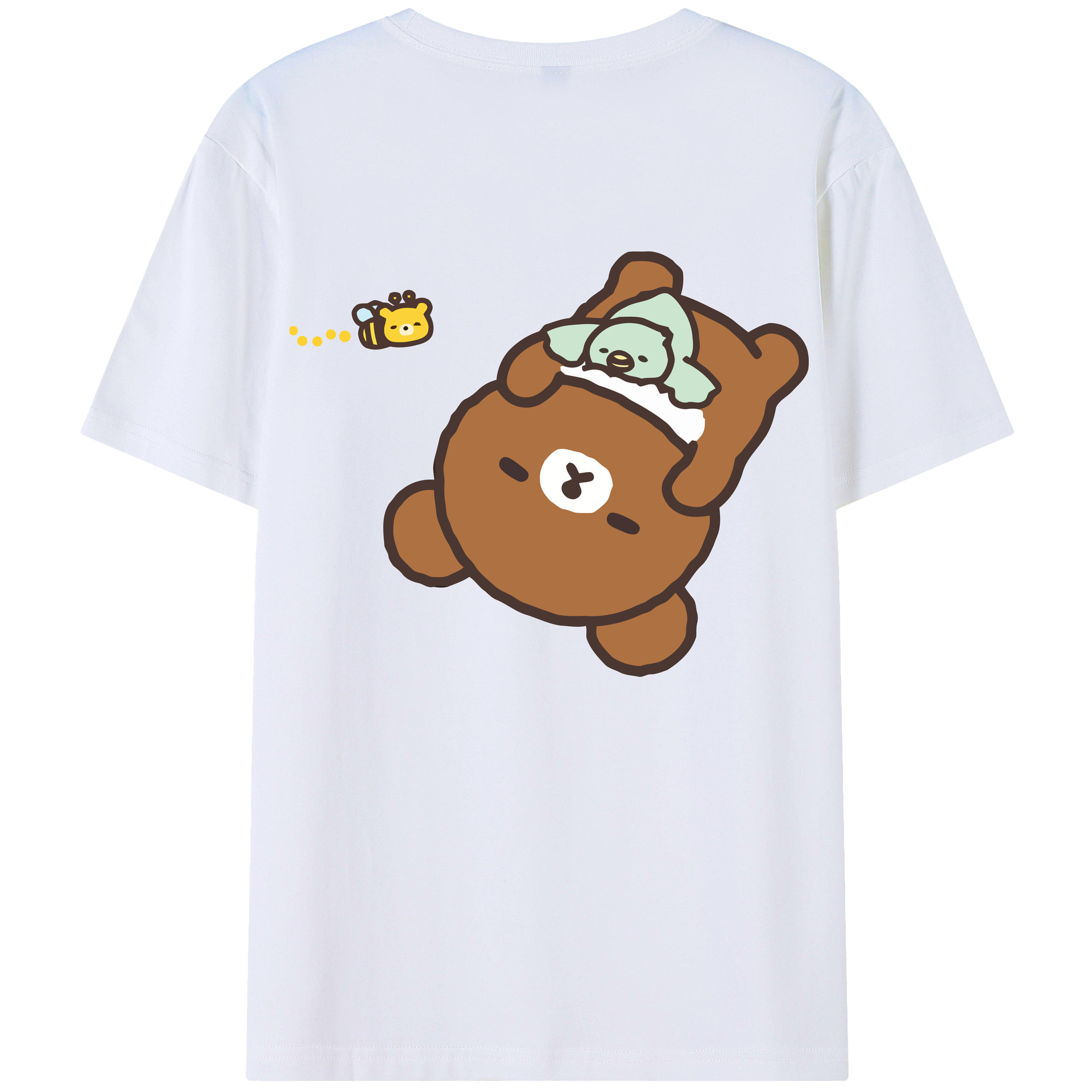 （画像用） リラックマ リラックマ キイロイトリ Rilakkuma Korilakkuma Kiiroitori 綿100％ メンズ半袖Tシャツ（バックプリント） 通気性