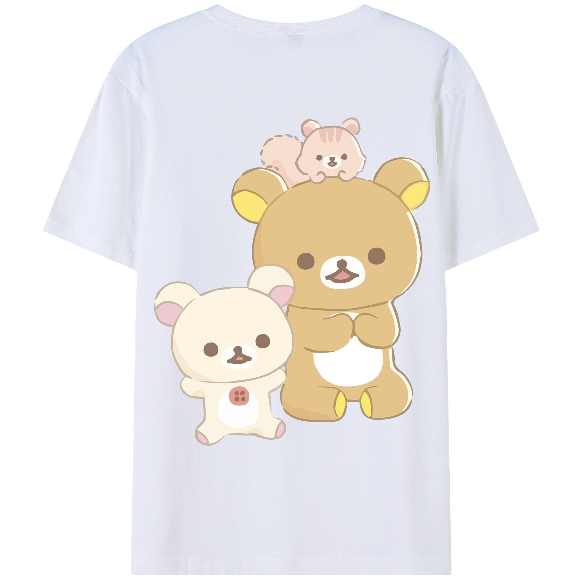 （画像用） リラックマ リラックマ キイロイトリ Rilakkuma Korilakkuma Kiiroitori 綿100％ メンズ半袖Tシャツ（バックプリント） 通気性