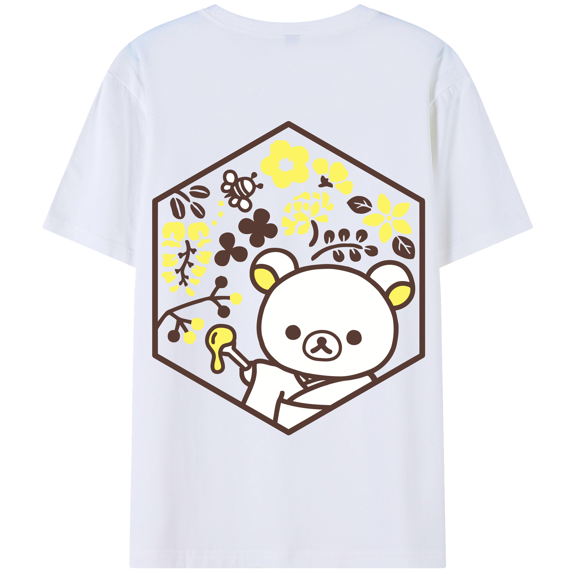 （画像用） リラックマ リラックマ キイロイトリ Rilakkuma Korilakkuma Kiiroitori 綿100％ メンズ半袖Tシャツ（バックプリント） 通気性