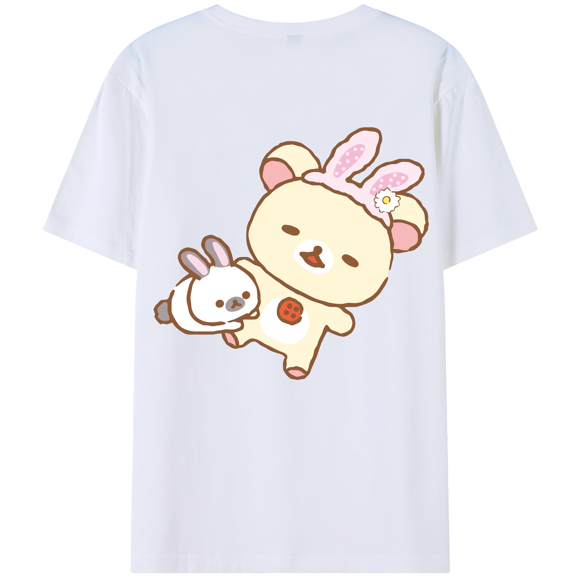 （画像用） リラックマ リラックマ キイロイトリ Rilakkuma Korilakkuma Kiiroitori 綿100％ メンズ半袖Tシャツ（バックプリント） 通気性