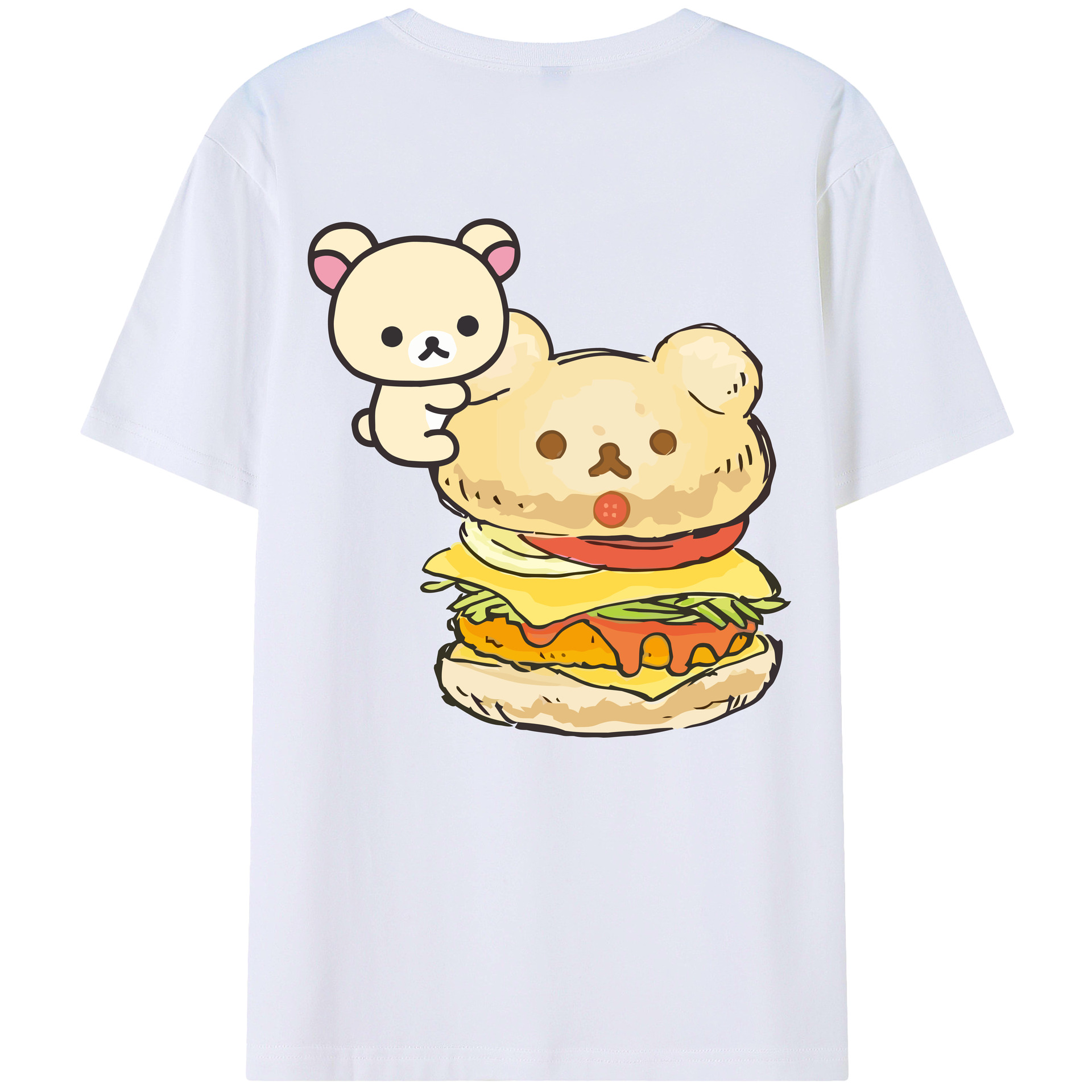 （画像用） リラックマ リラックマ キイロイトリ Rilakkuma Korilakkuma Kiiroitori 綿100％ メンズ半袖Tシャツ（バックプリント） 通気性