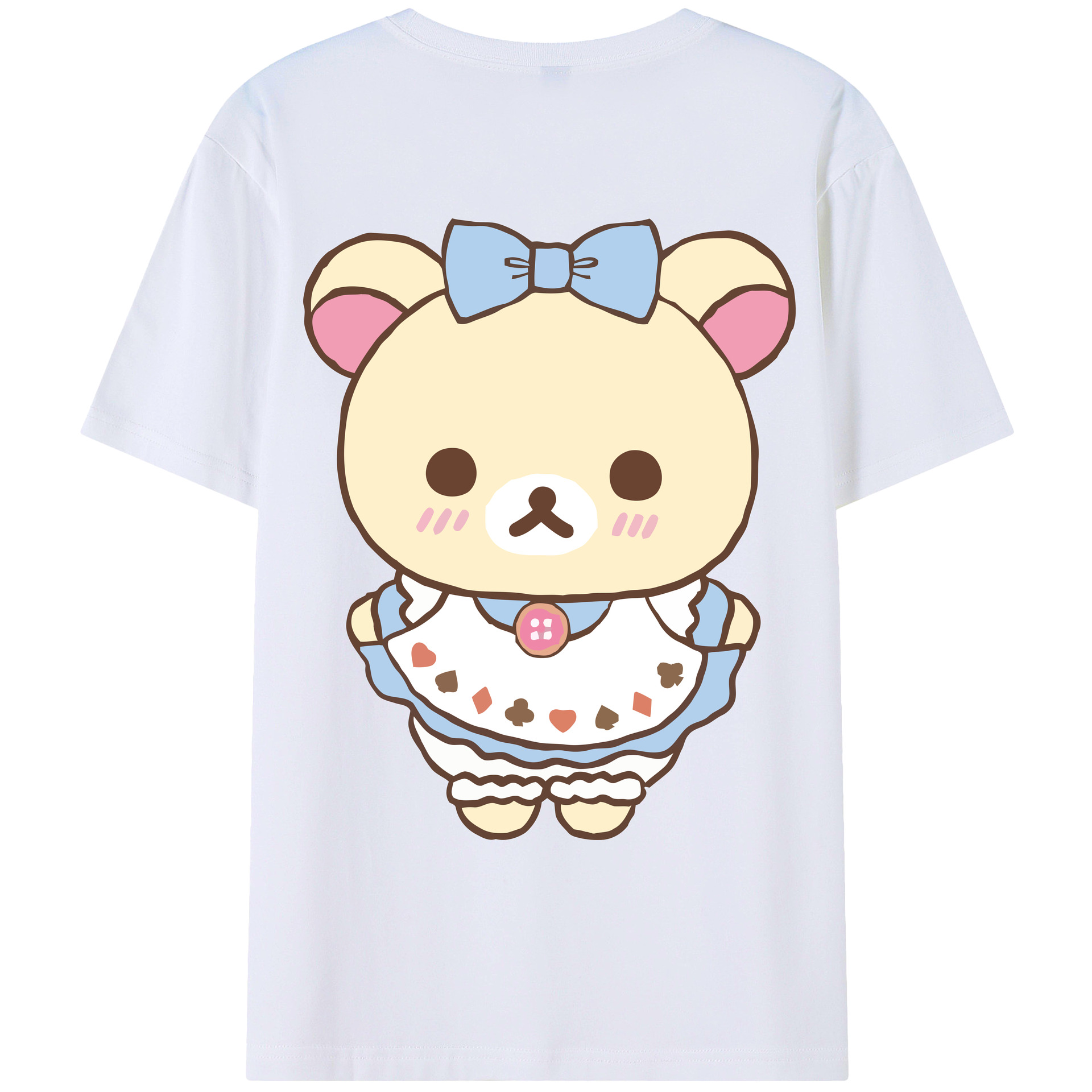 （画像用） リラックマ リラックマ キイロイトリ Rilakkuma Korilakkuma Kiiroitori 綿100％ メンズ半袖Tシャツ（バックプリント） 通気性