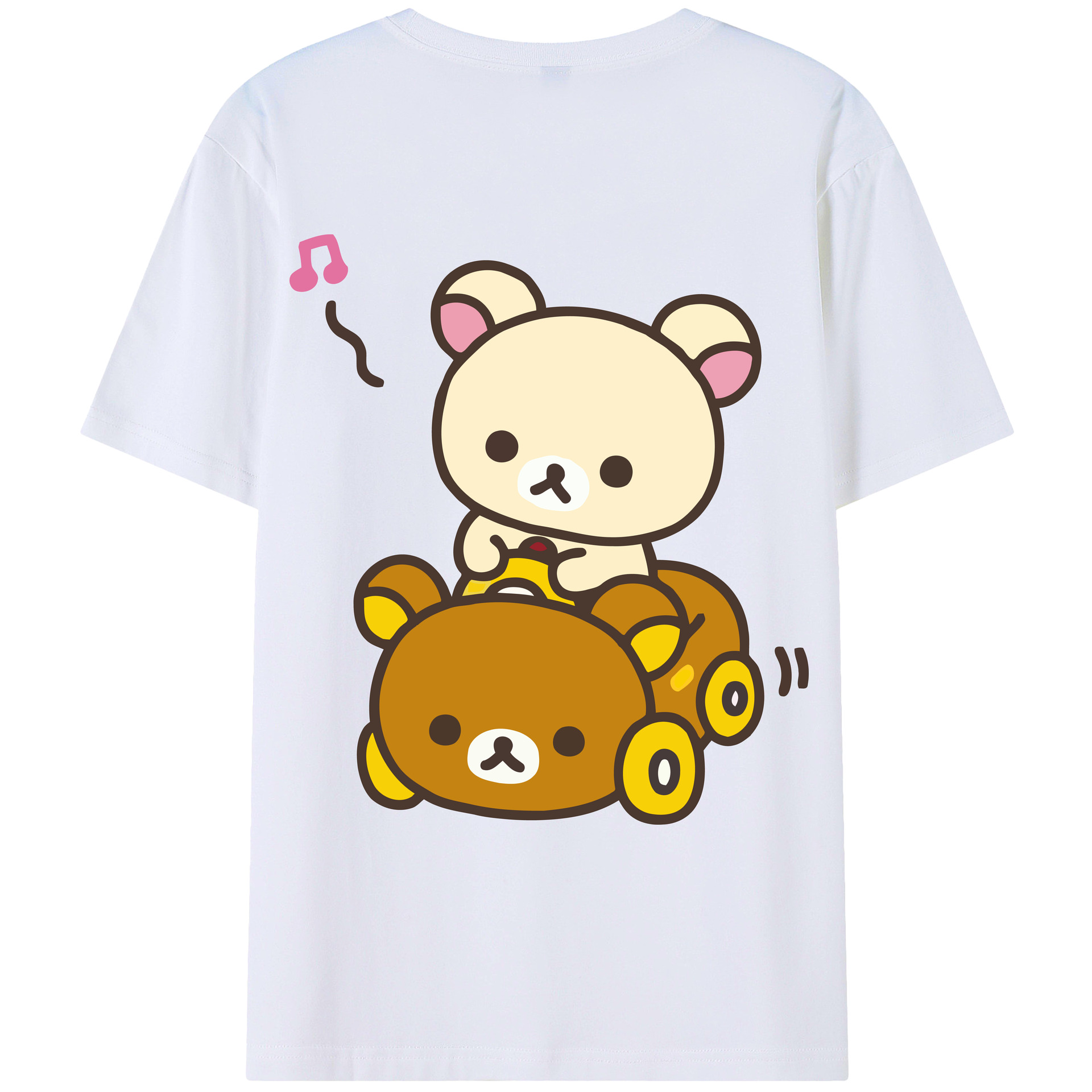 （画像用） リラックマ リラックマ キイロイトリ Rilakkuma Korilakkuma Kiiroitori 綿100％ メンズ半袖Tシャツ（バックプリント） 通気性