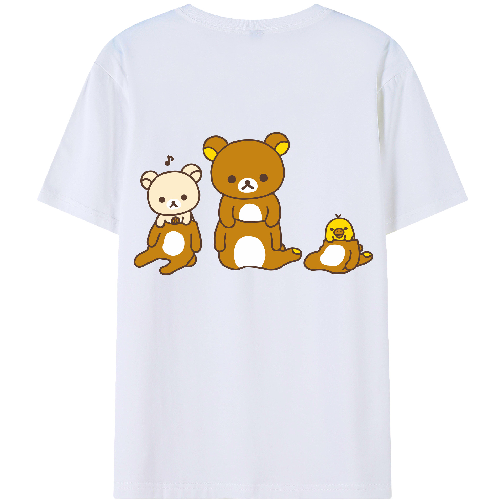 （画像用） リラックマ リラックマ キイロイトリ Rilakkuma Korilakkuma Kiiroitori 綿100％ メンズ半袖Tシャツ（バックプリント） 通気性