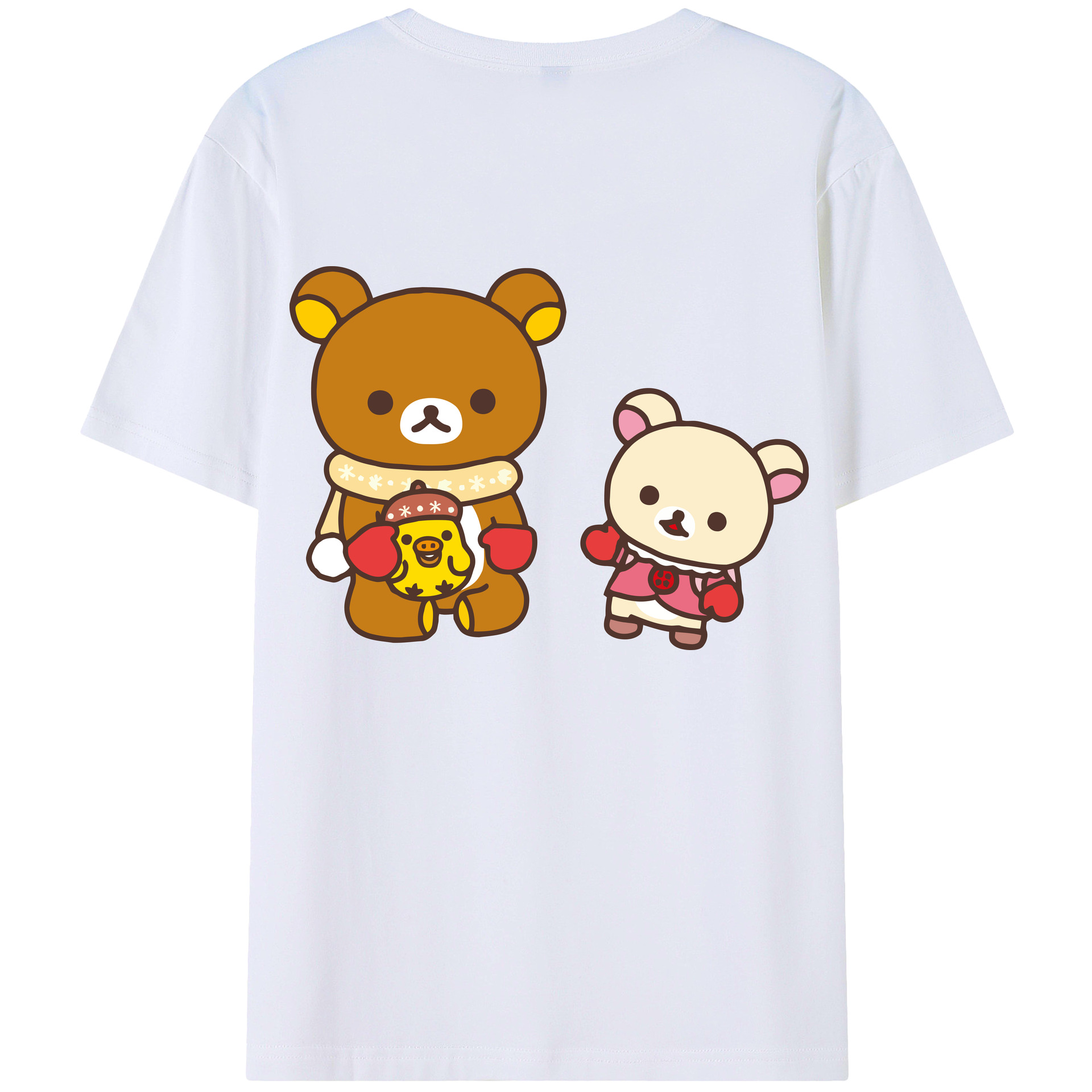 （画像用） リラックマ リラックマ キイロイトリ Rilakkuma Korilakkuma Kiiroitori 綿100％ メンズ半袖Tシャツ（バックプリント） 通気性