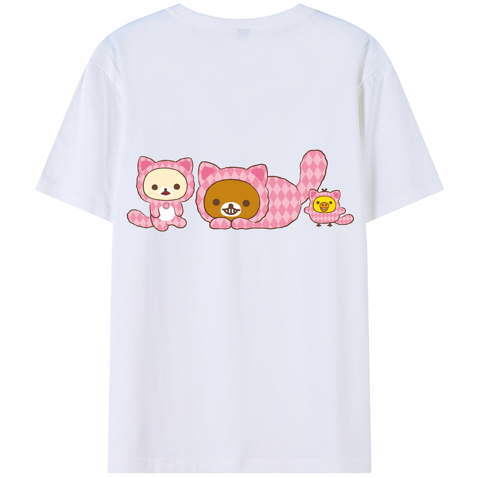 （画像用） リラックマ リラックマ キイロイトリ Rilakkuma Korilakkuma Kiiroitori 綿100％ メンズ半袖Tシャツ（バックプリント） 通気性