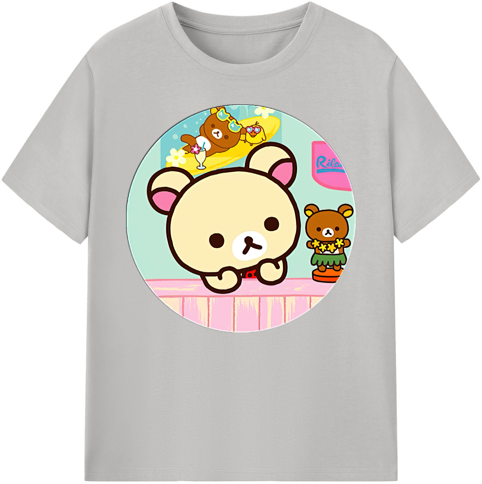 （画像用） リラックマ リラックマ キイロイトリ Rilakkuma Korilakkuma Kiiroitori 綿100％ メンズ半袖Tシャツ｜肌触りやわらか＆通気性