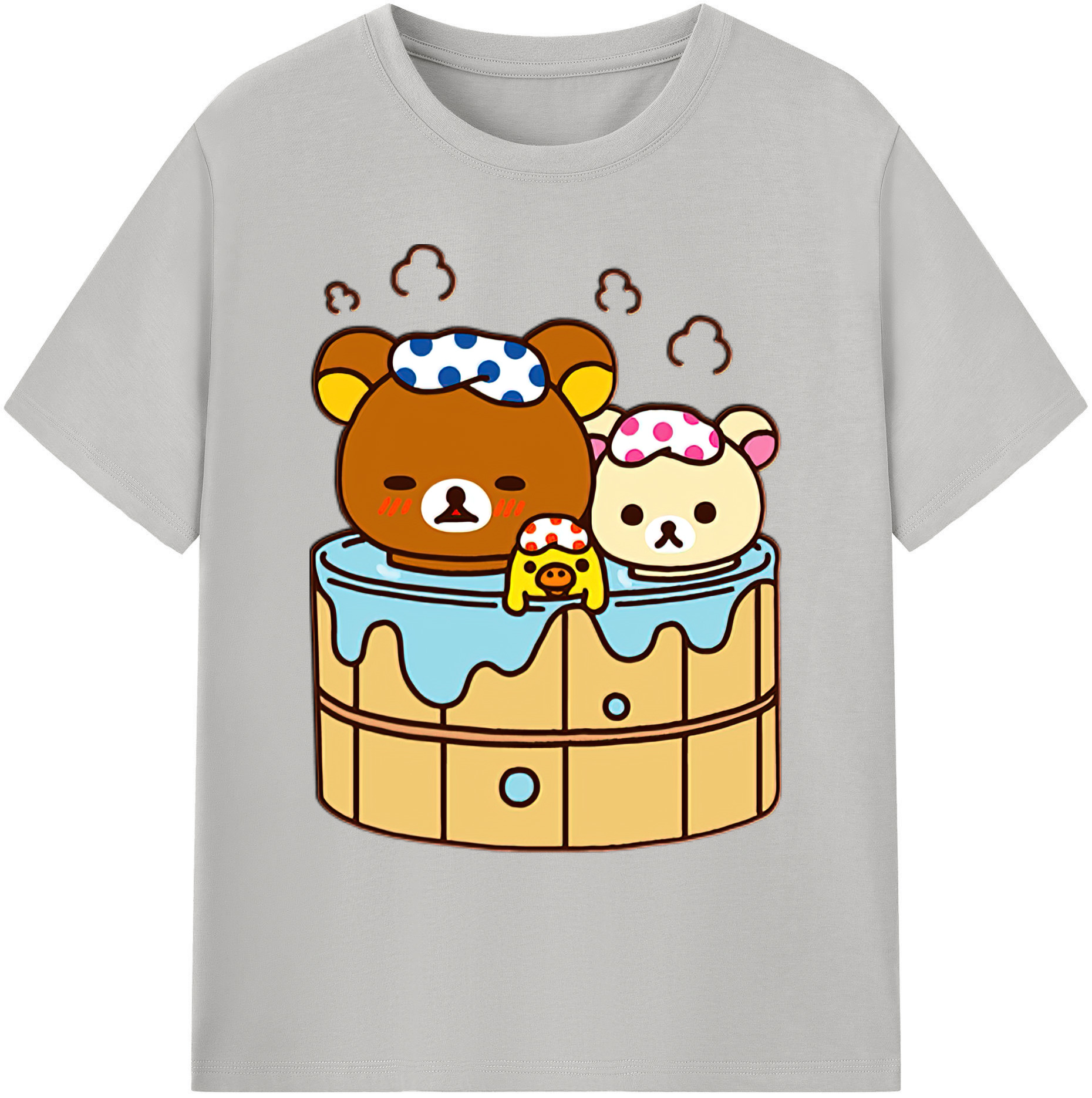 （画像用） リラックマ リラックマ キイロイトリ Rilakkuma Korilakkuma Kiiroitori 綿100％ メンズ半袖Tシャツ｜肌触りやわらか＆通気性