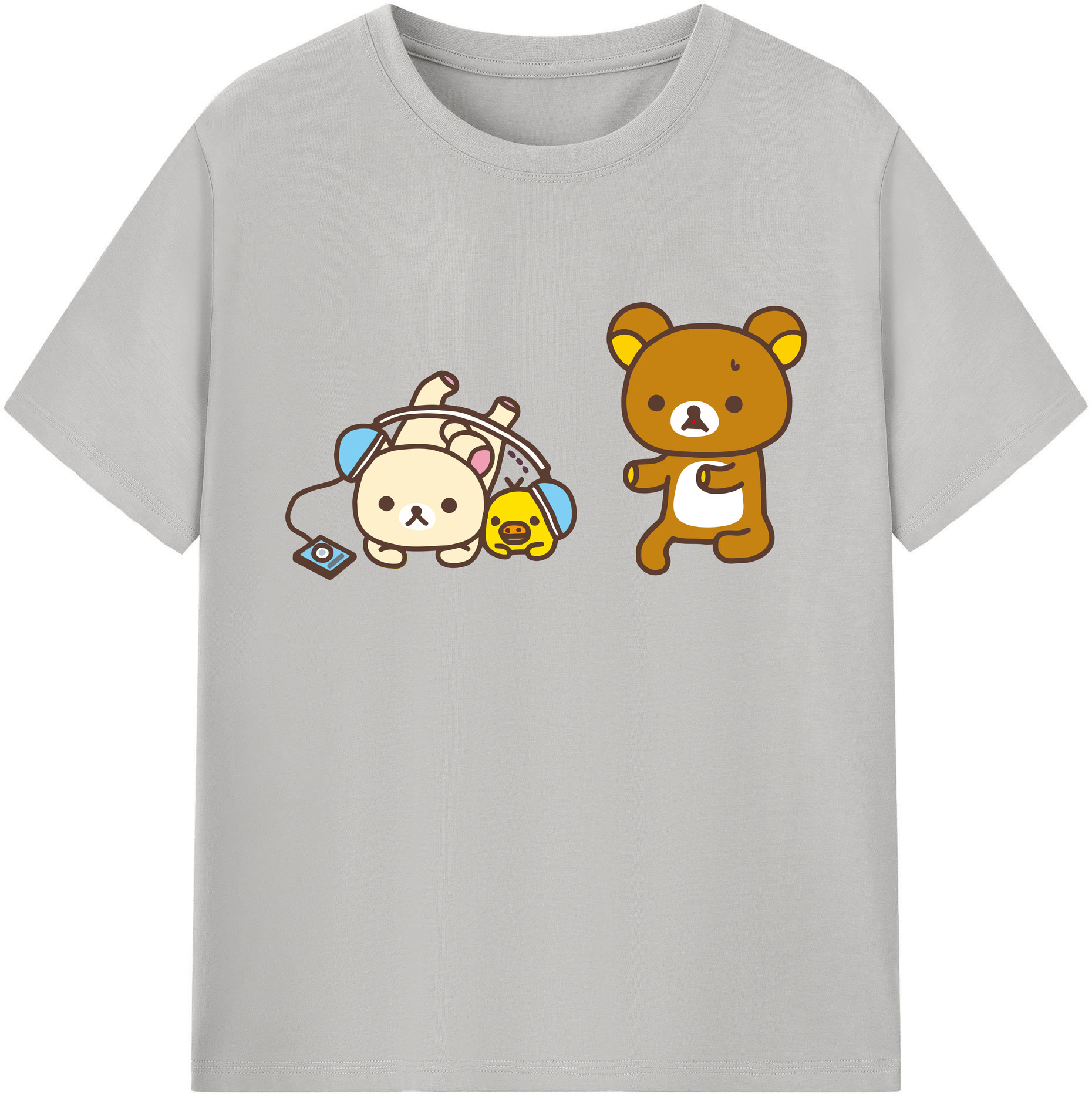 （画像用） リラックマ リラックマ キイロイトリ Rilakkuma Korilakkuma Kiiroitori 綿100％ メンズ半袖Tシャツ｜肌触りやわらか＆通気性