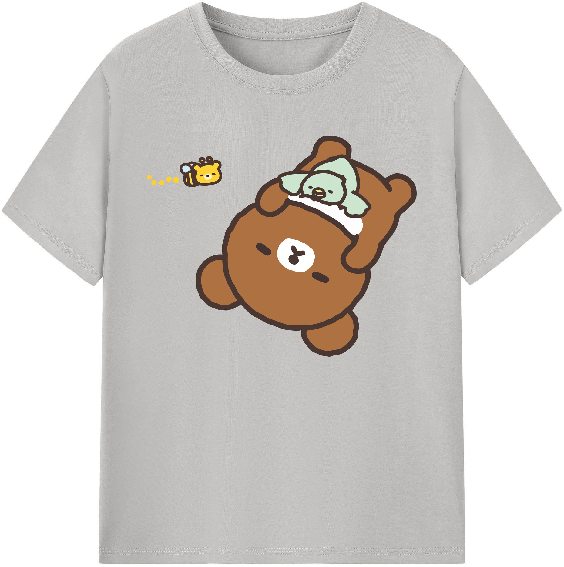 （画像用） リラックマ リラックマ キイロイトリ Rilakkuma Korilakkuma Kiiroitori 綿100％ メンズ半袖Tシャツ｜肌触りやわらか＆通気性