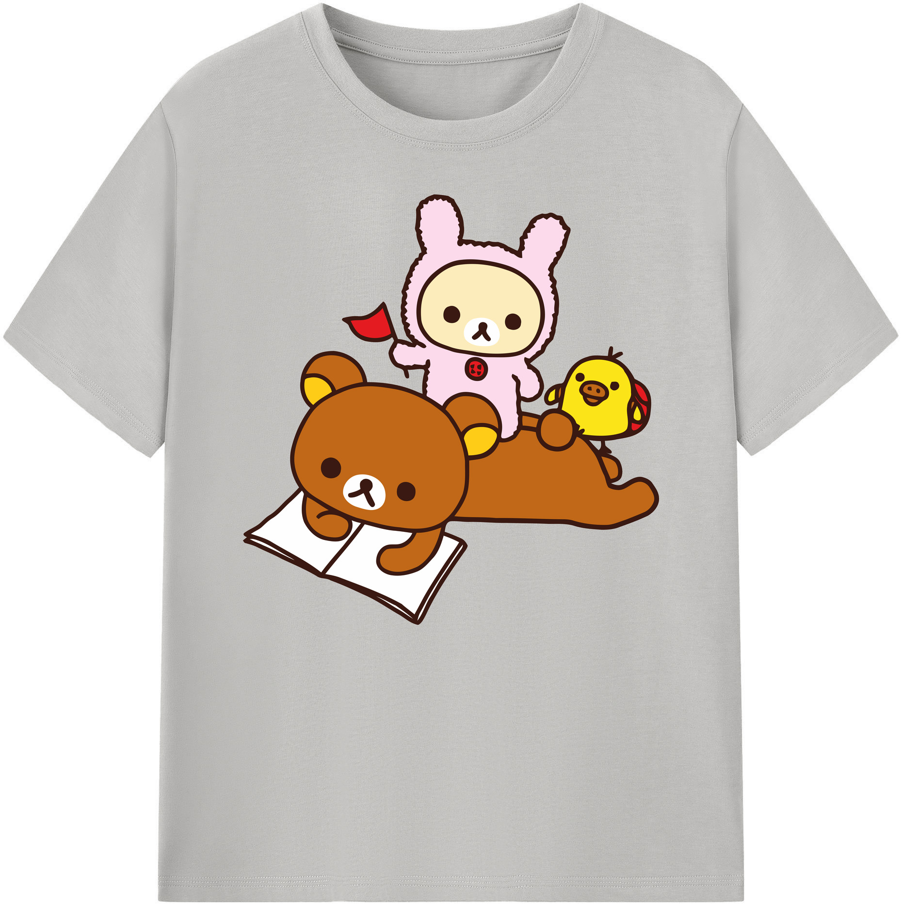 （画像用） リラックマ リラックマ キイロイトリ Rilakkuma Korilakkuma Kiiroitori 綿100％ メンズ半袖Tシャツ｜肌触りやわらか＆通気性