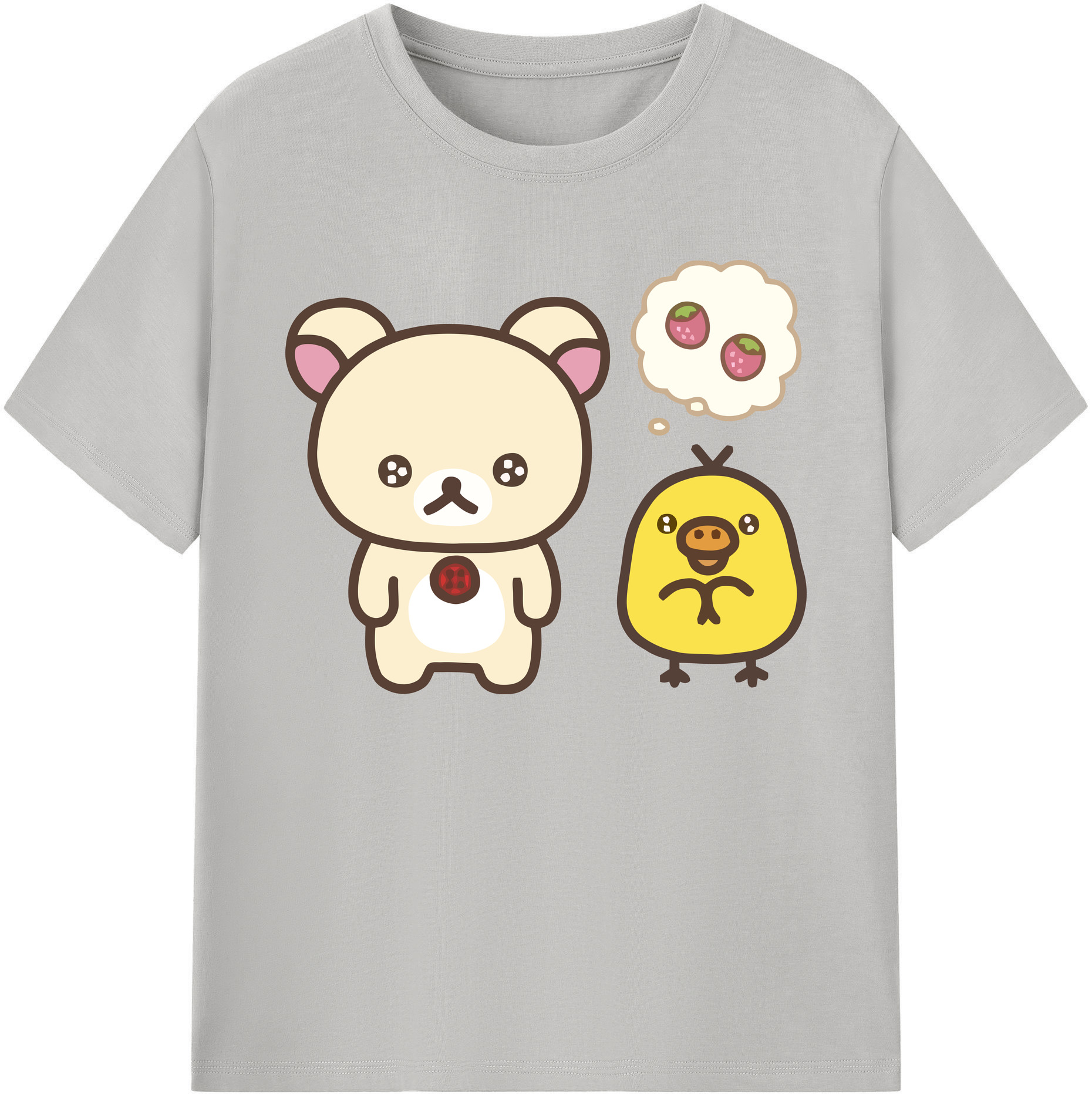 （画像用） リラックマ リラックマ キイロイトリ Rilakkuma Korilakkuma Kiiroitori 綿100％ メンズ半袖Tシャツ｜肌触りやわらか＆通気性